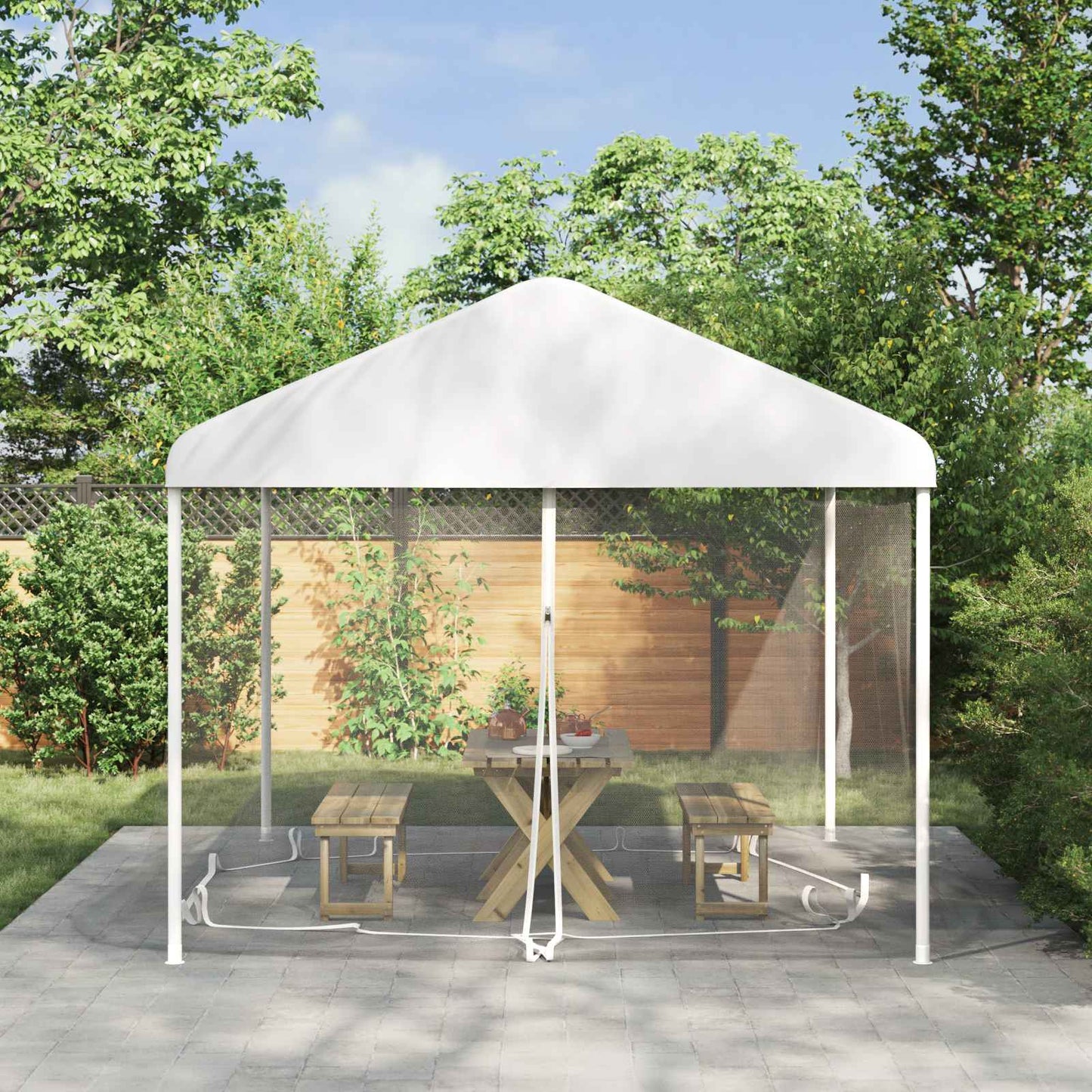 Myggnett for hagepavillon 220 mesh Hvit 4 x 3 x 2 cm Polyester