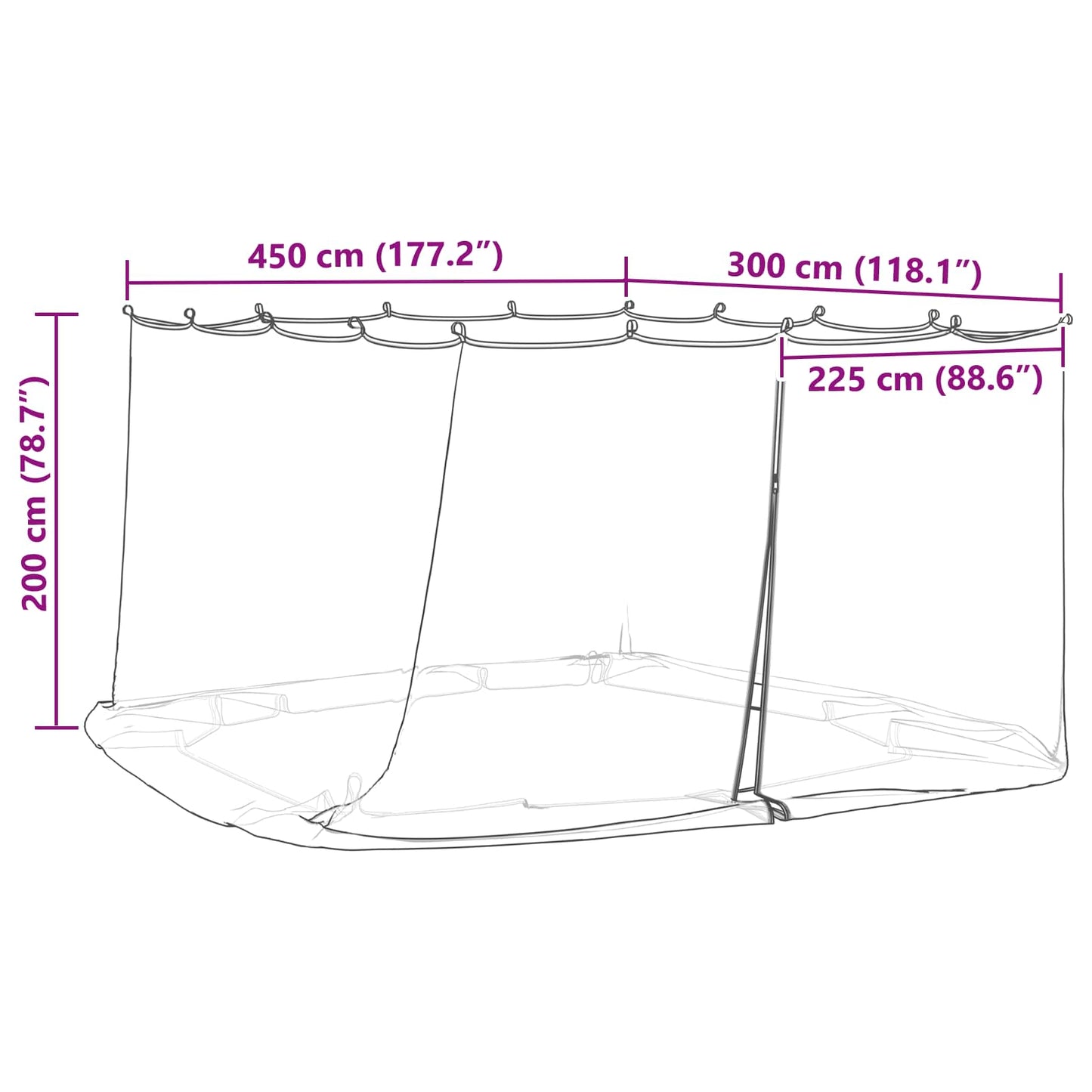 Myggnett for hagepavillon 220 mesh Hvit 4,5 x 3 x 2 m Polyester