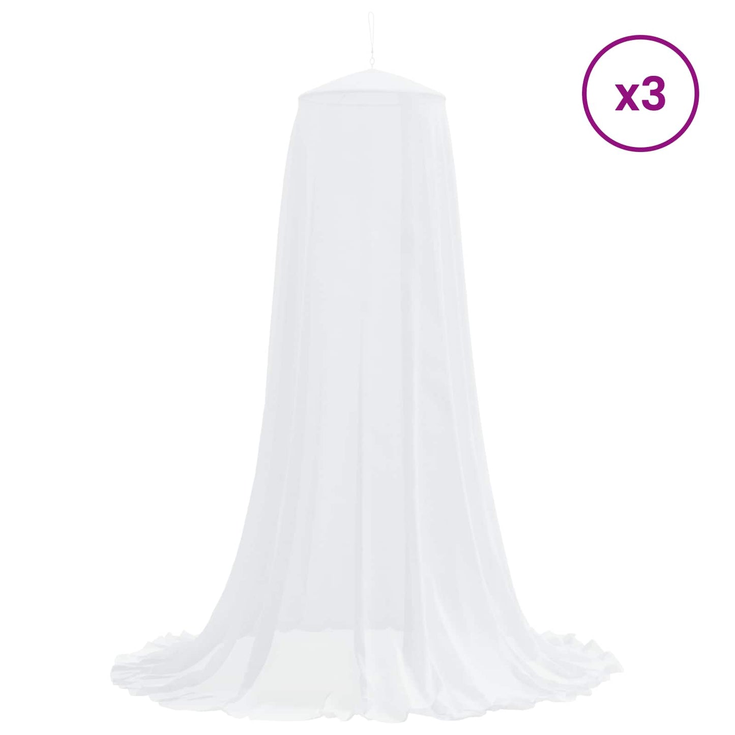 Myggnett for seng 156 mask 3 pcs Hvit Polyester