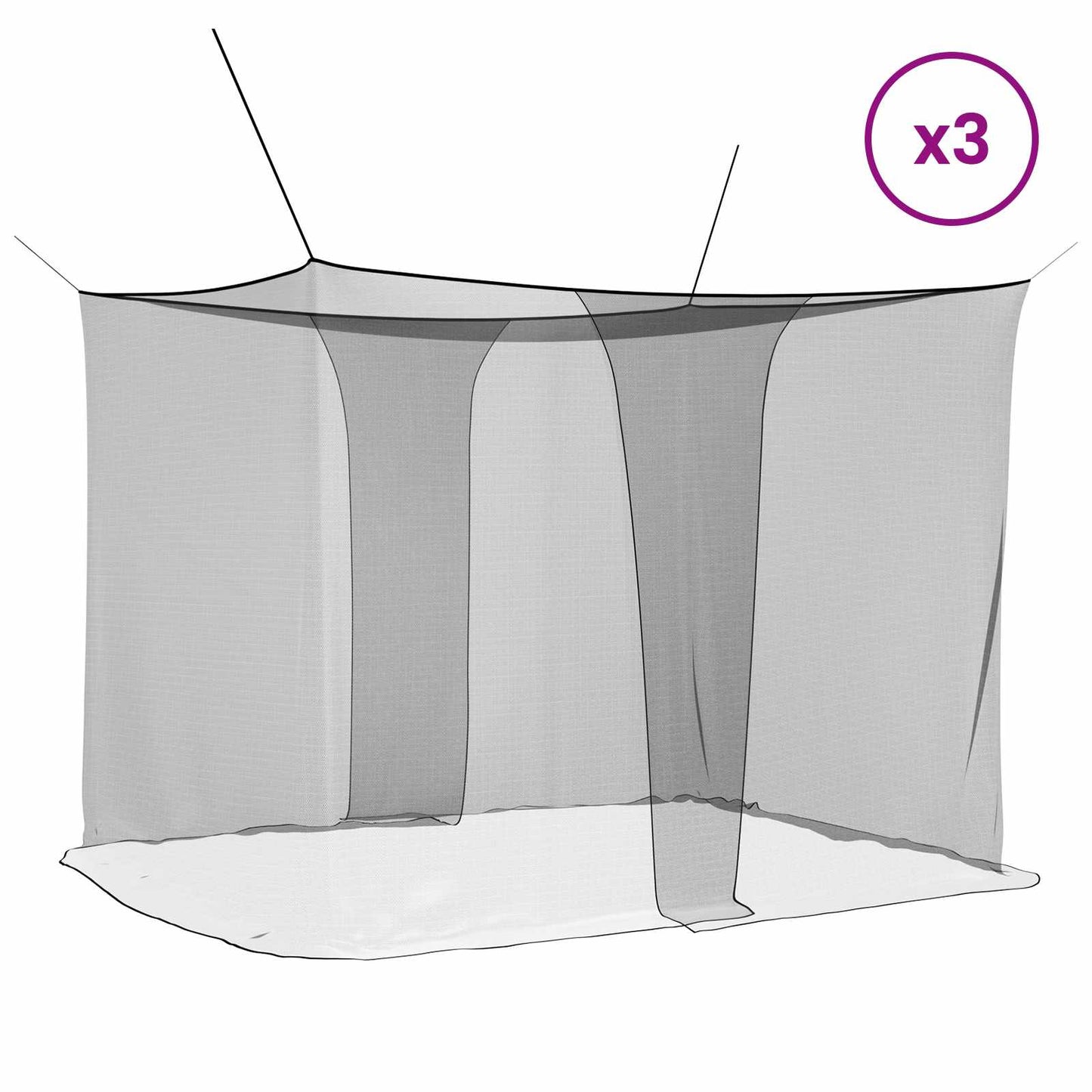 Myggnett for seng 156 mask 3 pcs Svart Polyester