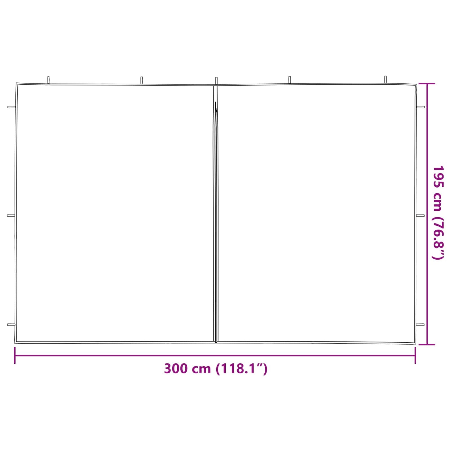 Party Telt Sidevegg 2 pcs Rød 300 x 195 cm PE og stål