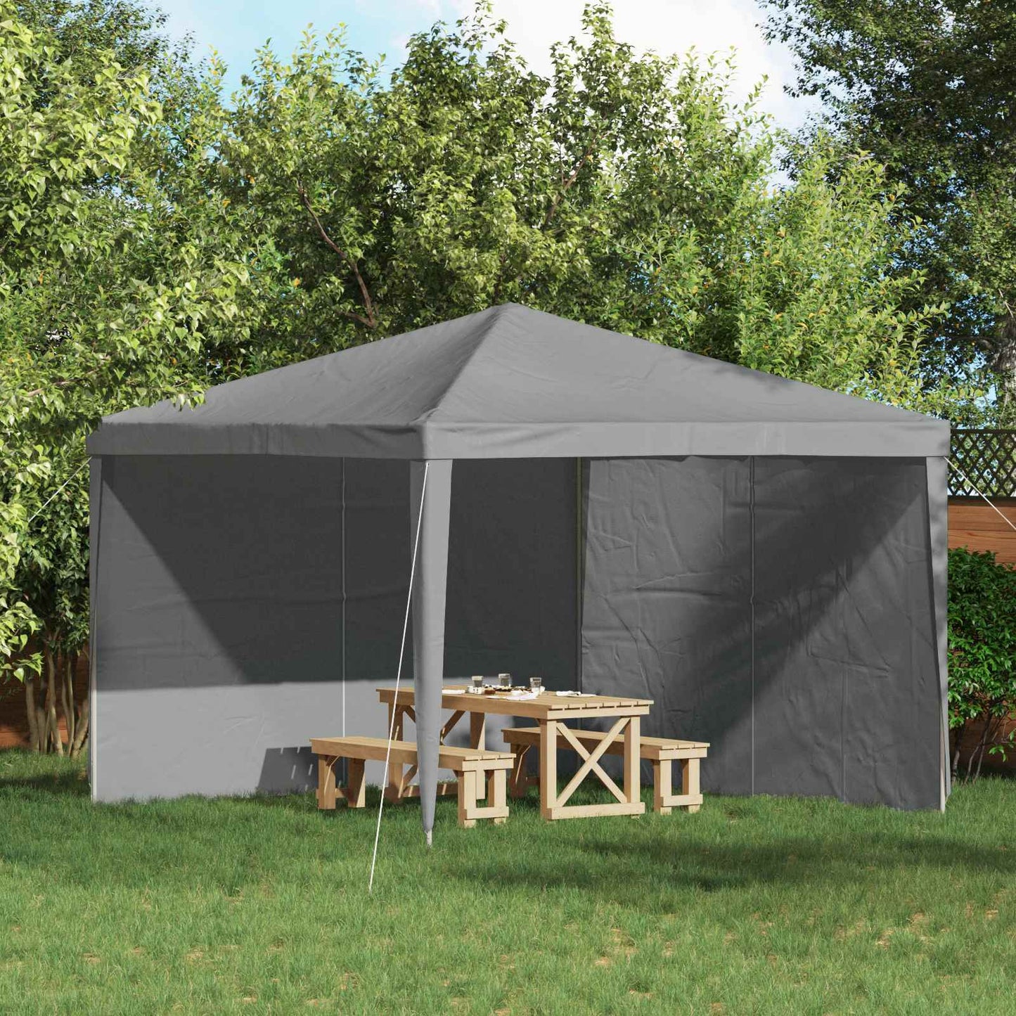 Party Telt Sidevegg 2 pcs Lysegrå 400 x 195 cm PE og stål