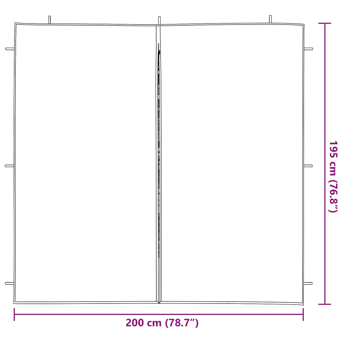 Party Telt Sidevegg 2 pcs Hvit 200 x 195 cm PE og stål