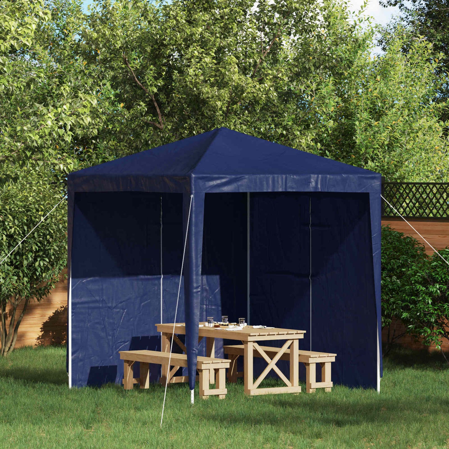 Party Telt Sidevegg 2 pcs Blå 200 x 195 cm PE og stål