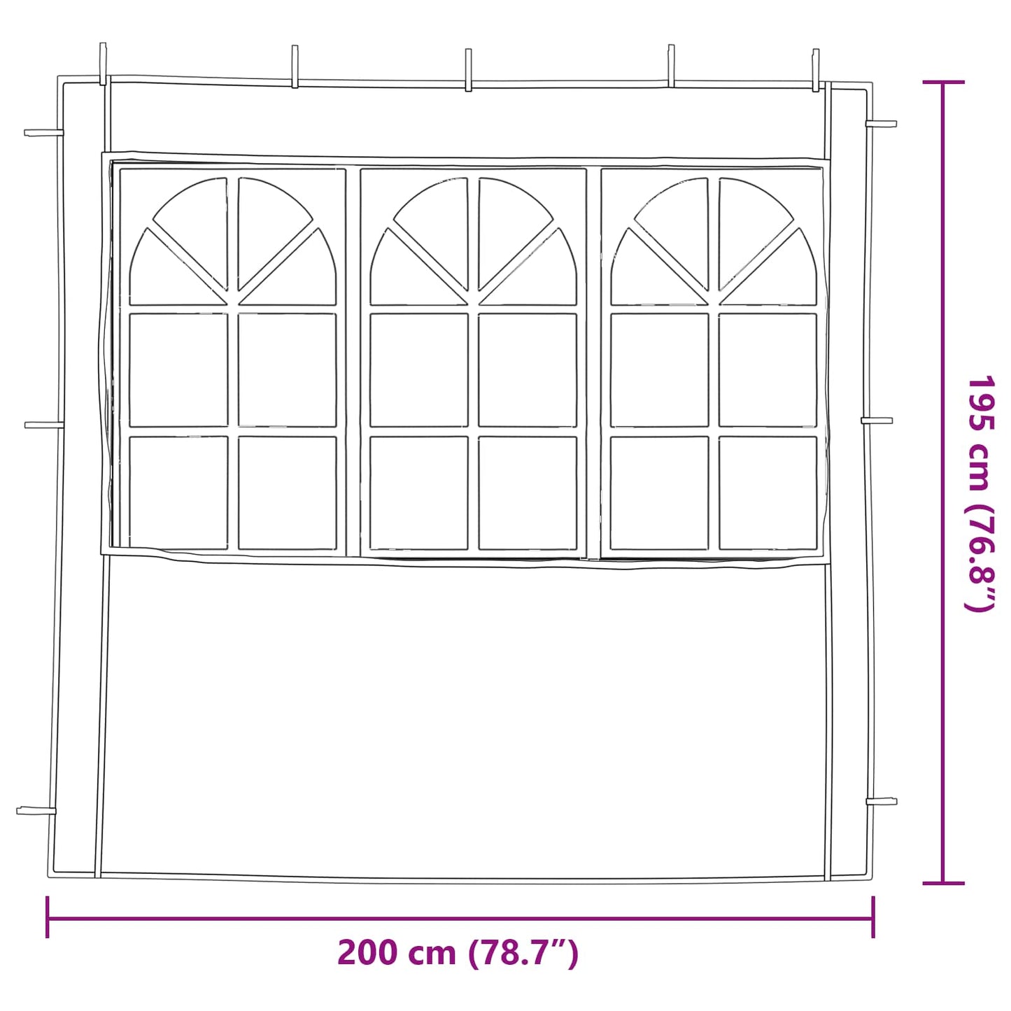 Party Telt Sidevegg 2 pcs 200 x 195 cm Antrasitt PE og stål