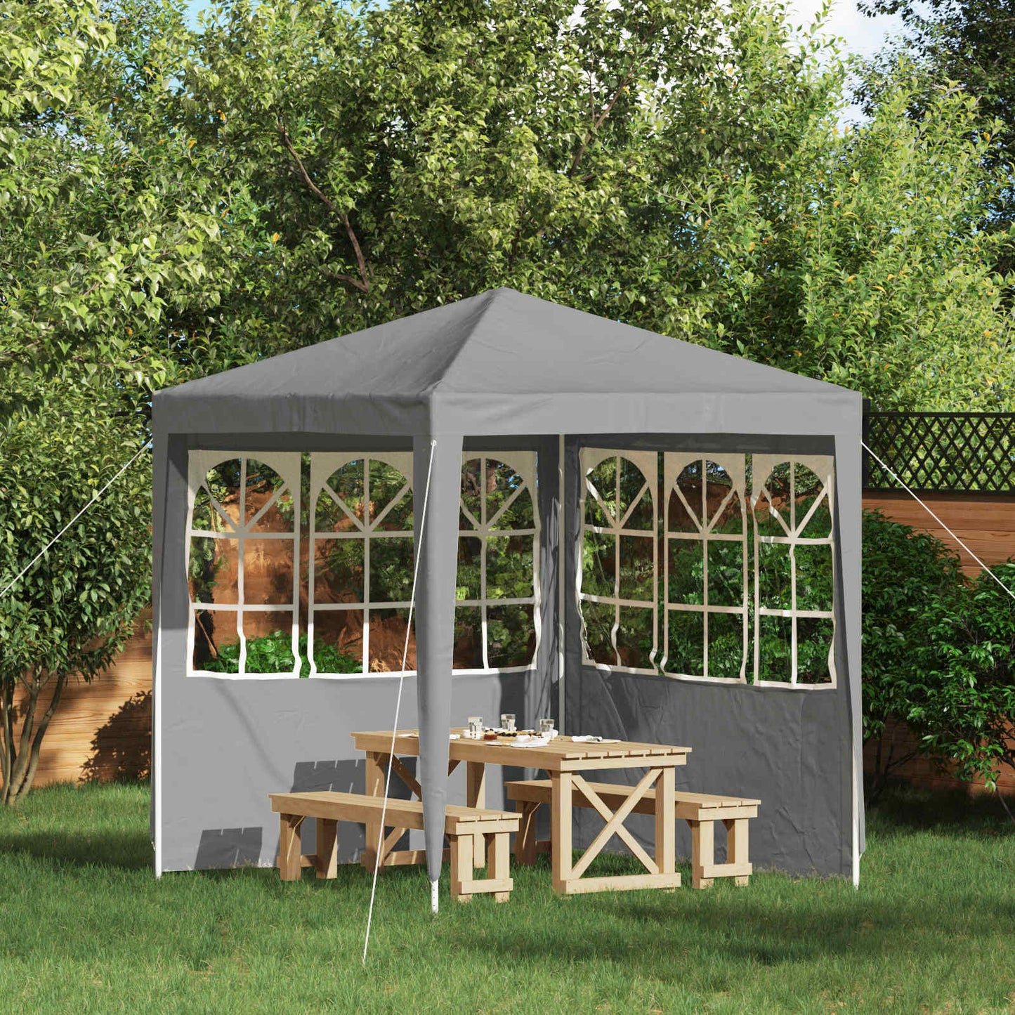 Party Telt Sidevegg 2 pcs 200 x 195 cm Lysegrå PE og stål
