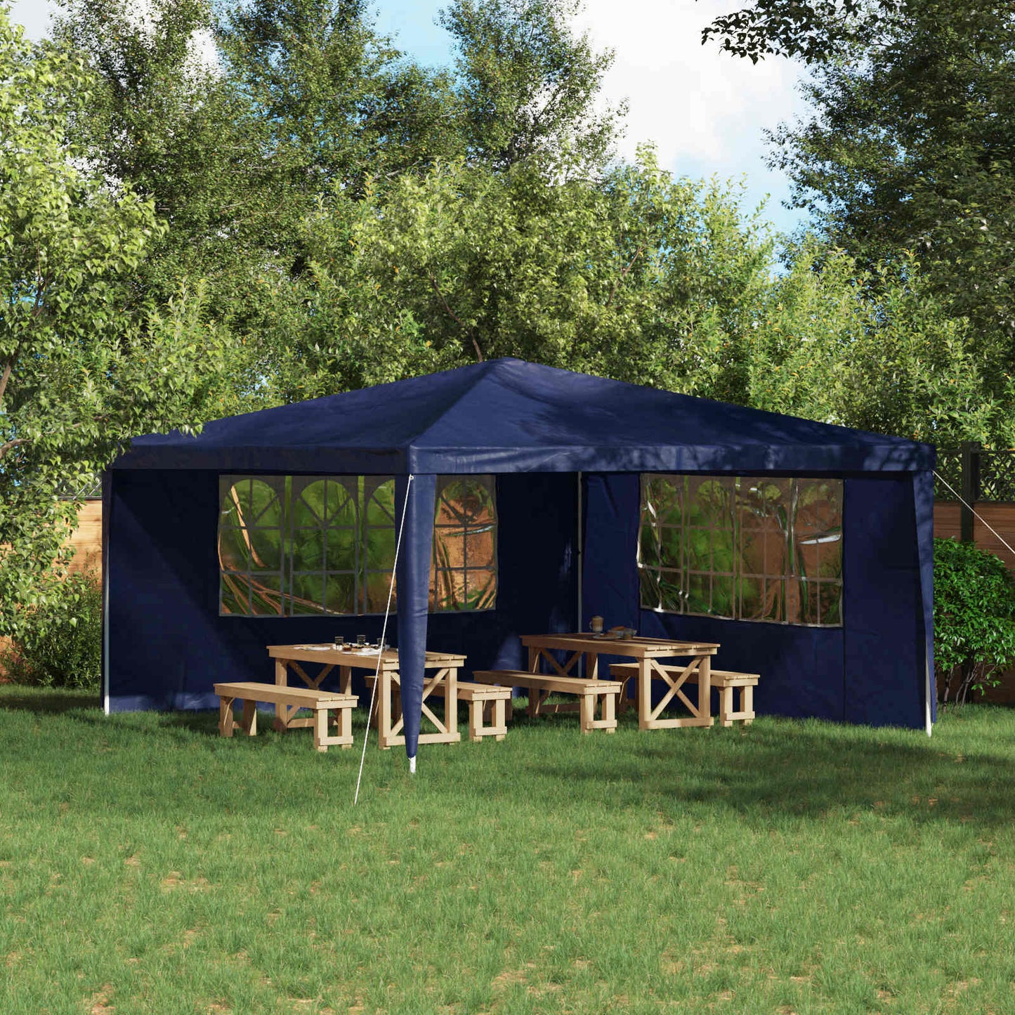 Party Telt Sidevegg 2 pcs 400 x 195 cm Blå PE og stål
