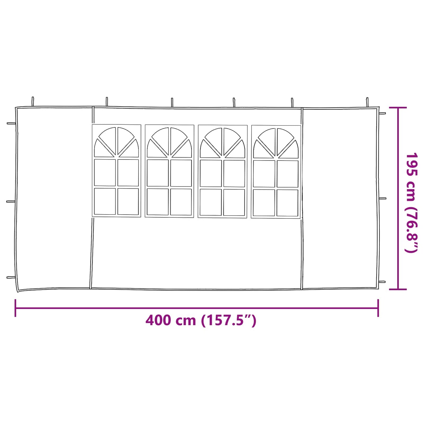 Party Telt Sidevegg 2 pcs 400 x 195 cm Blå PE og stål