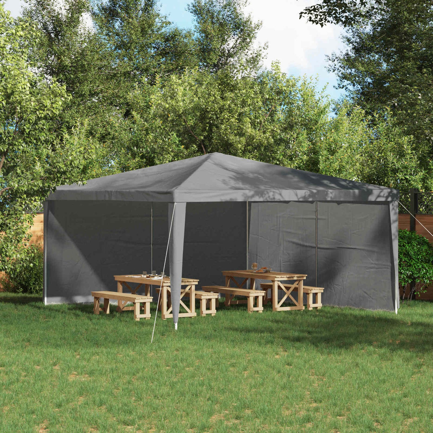 Party Telt Sidevegg 2 pcs Lysegrå 400 x 195 cm PE og stål