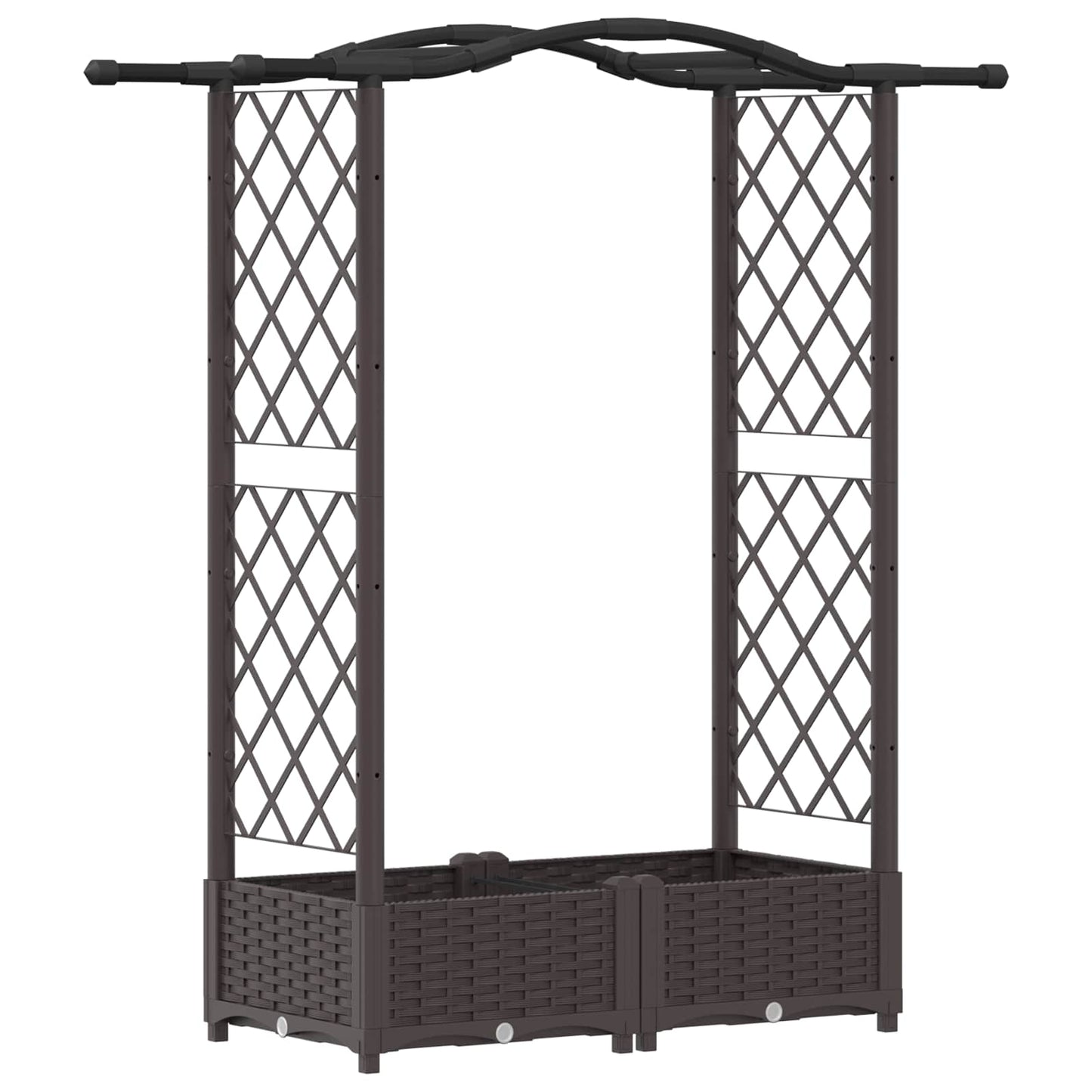 Hevet Bed med Trellis og Tak Brun 124 x 40 x 125 cm PP