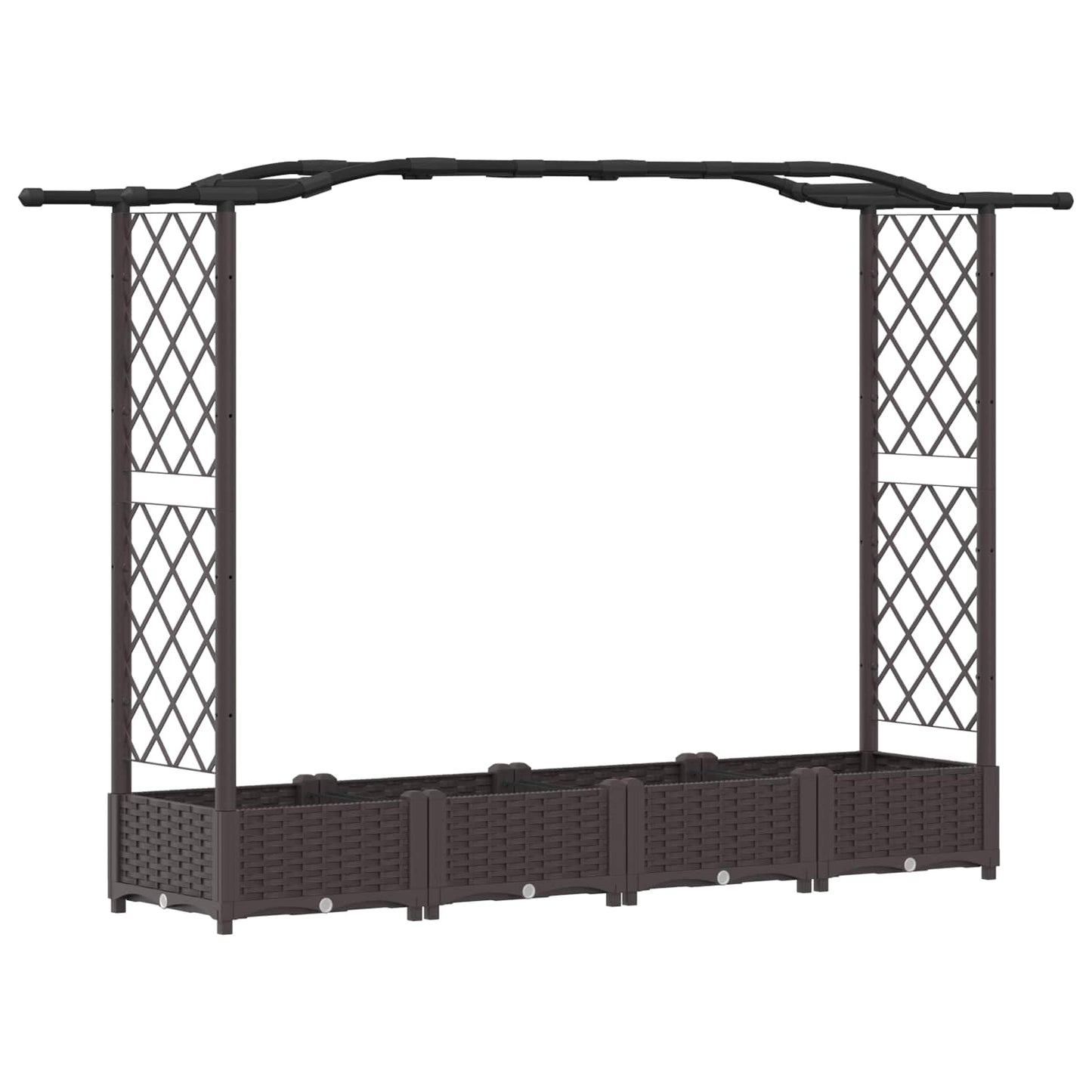 Hevet Bed med Trellis og Tak Brun 207 x 40 x 126 cm PP