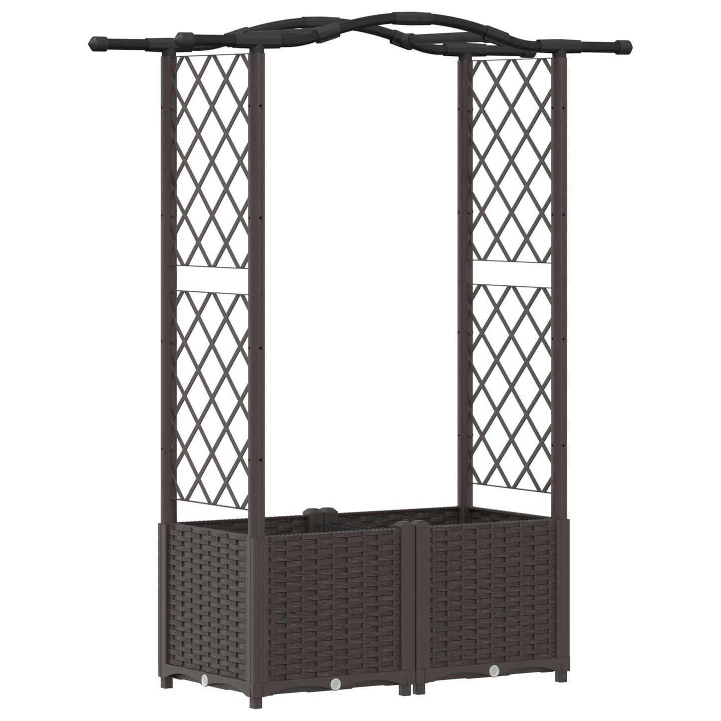 Hevet Bed med Trellis og Tak Brun 125 x 40 x 138 cm PP