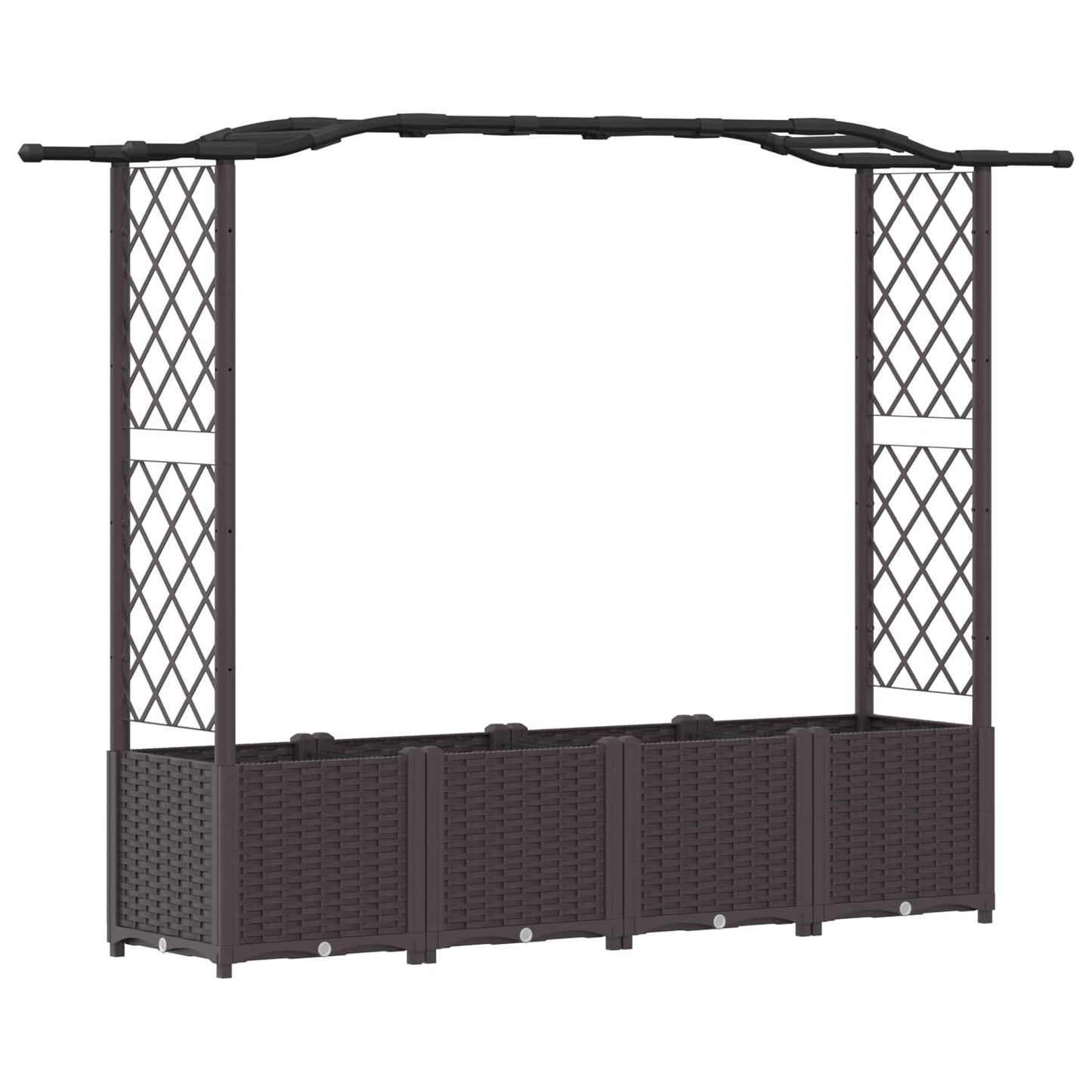 Hevet Bed med Trellis og Tak Brun 204 x 40 x 141 cm PP