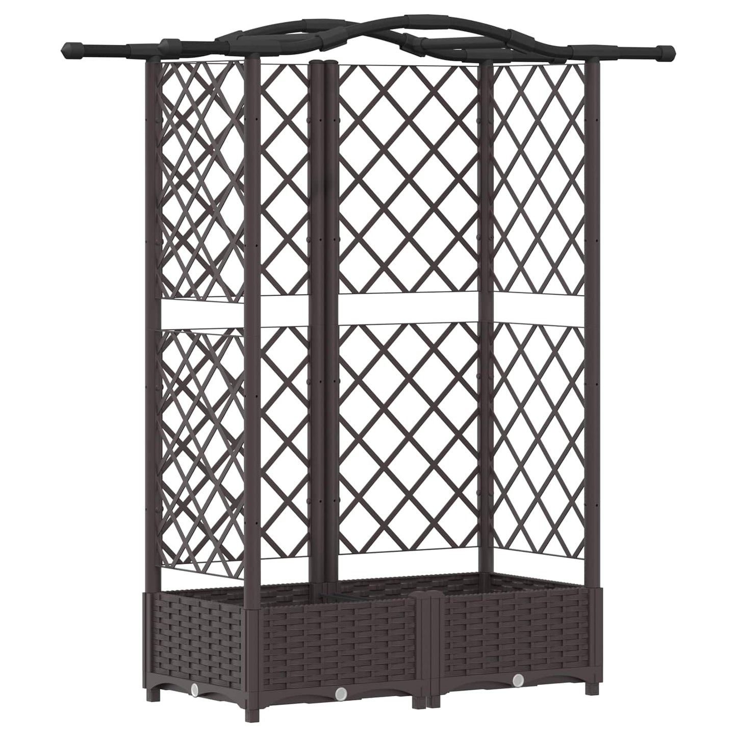 Hevet Bed med Trellis og Tak Brun 124 x 40 x 123 cm PP