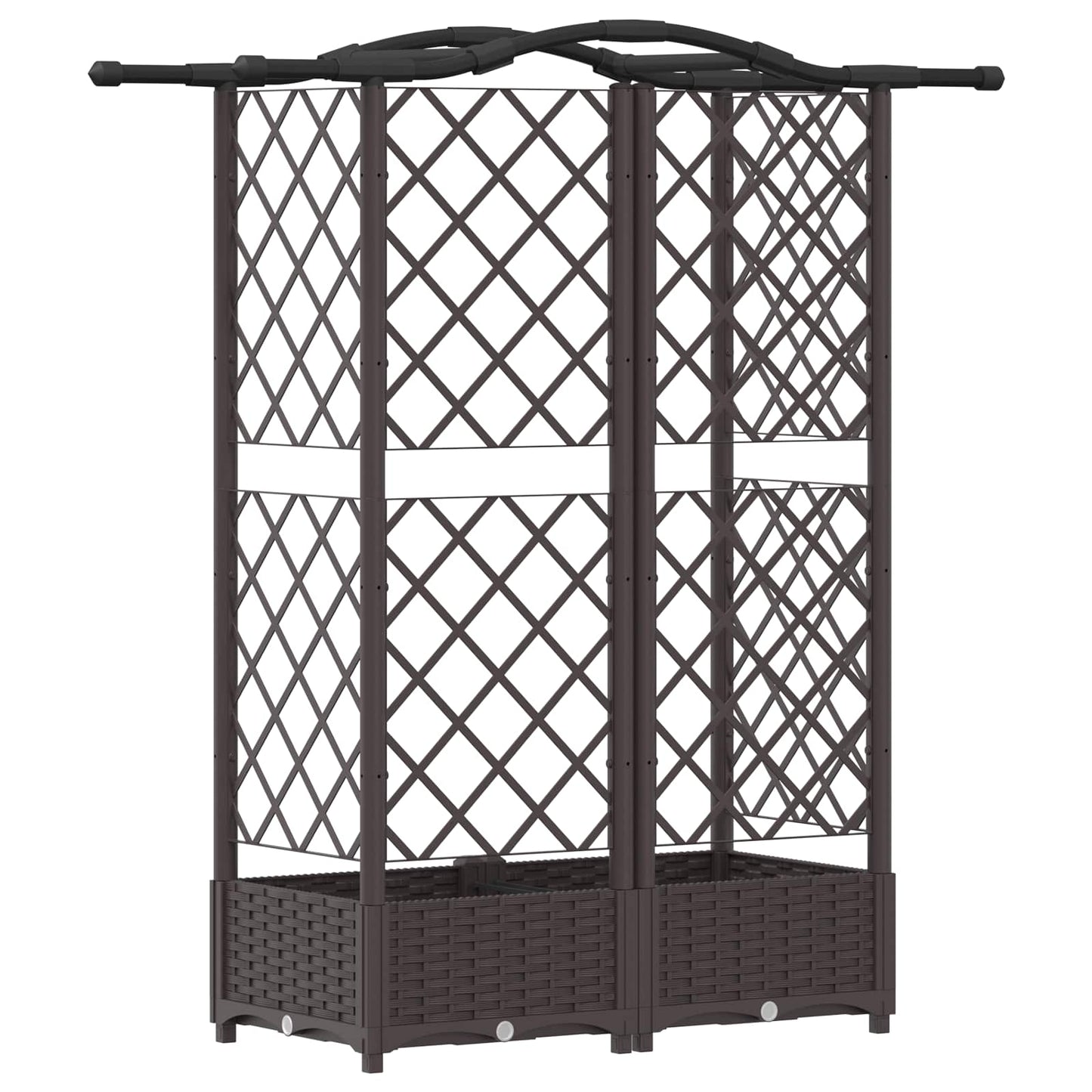 Hevet Bed med Trellis og Tak Brun 124 x 40 x 123 cm PP