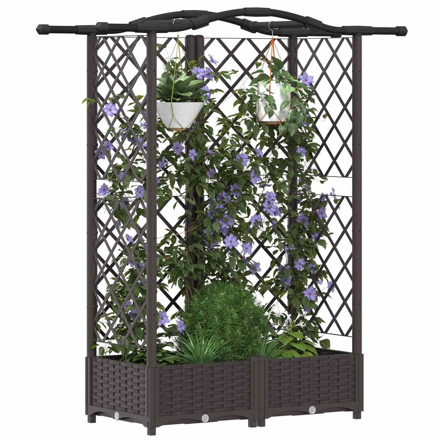 Hevet Bed med Trellis og Tak Brun 124 x 40 x 123 cm PP