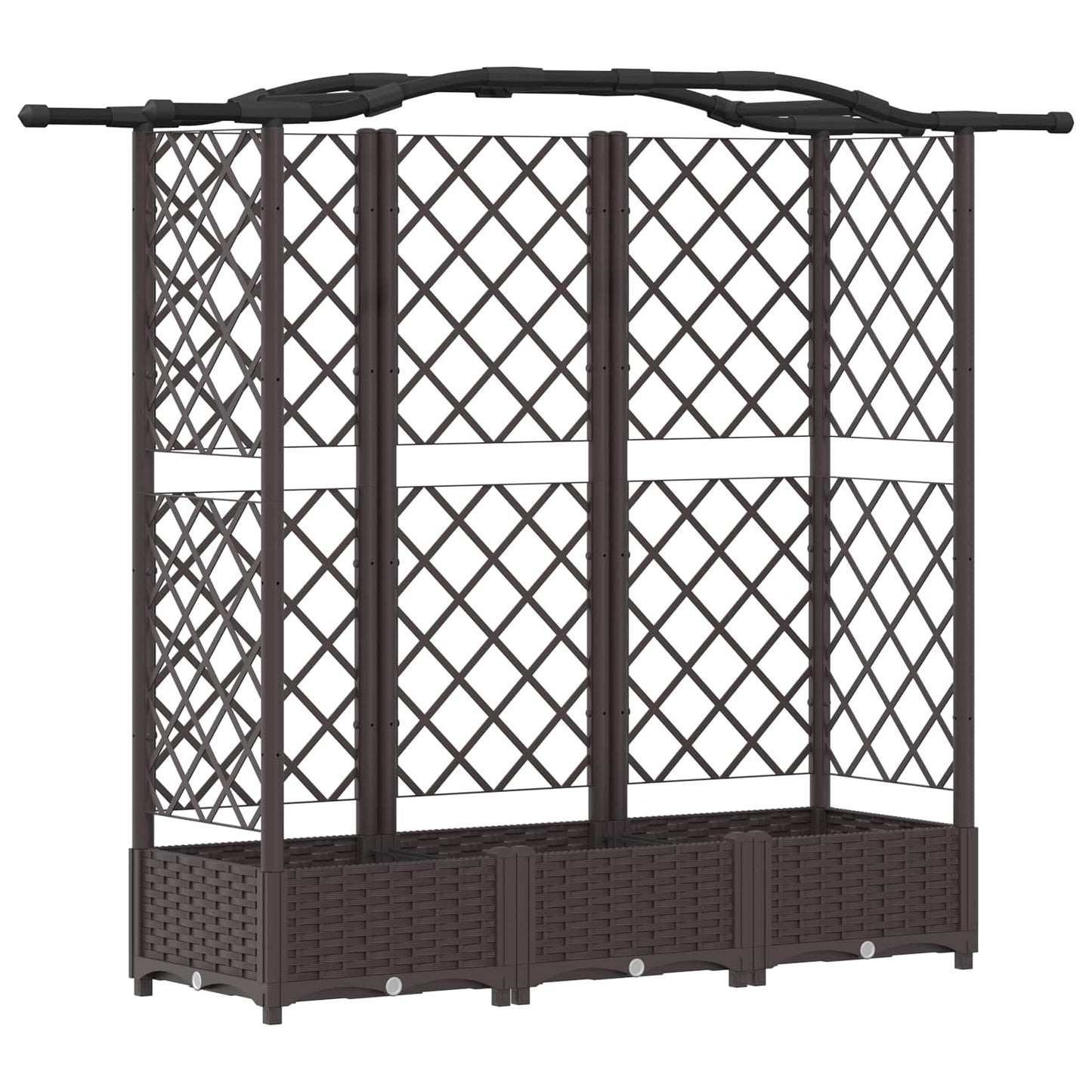 Hevet Bed med Trellis og Tak Brun 163 x 40 x 123 cm PP