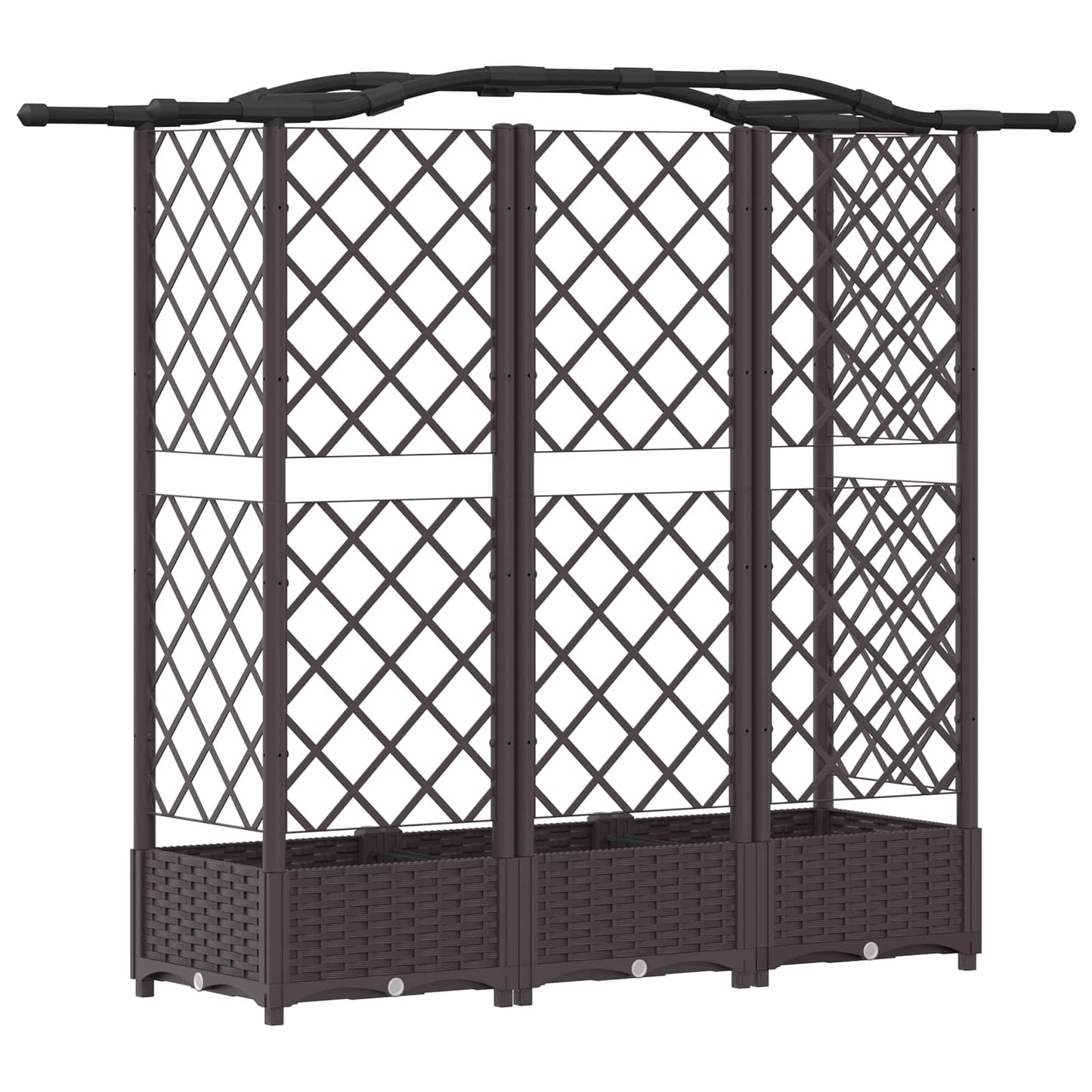 Hevet Bed med Trellis og Tak Brun 163 x 40 x 123 cm PP