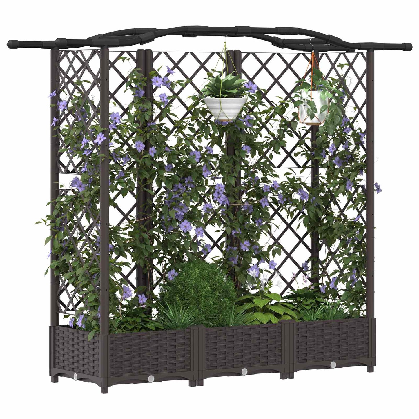 Hevet Bed med Trellis og Tak Brun 163 x 40 x 123 cm PP