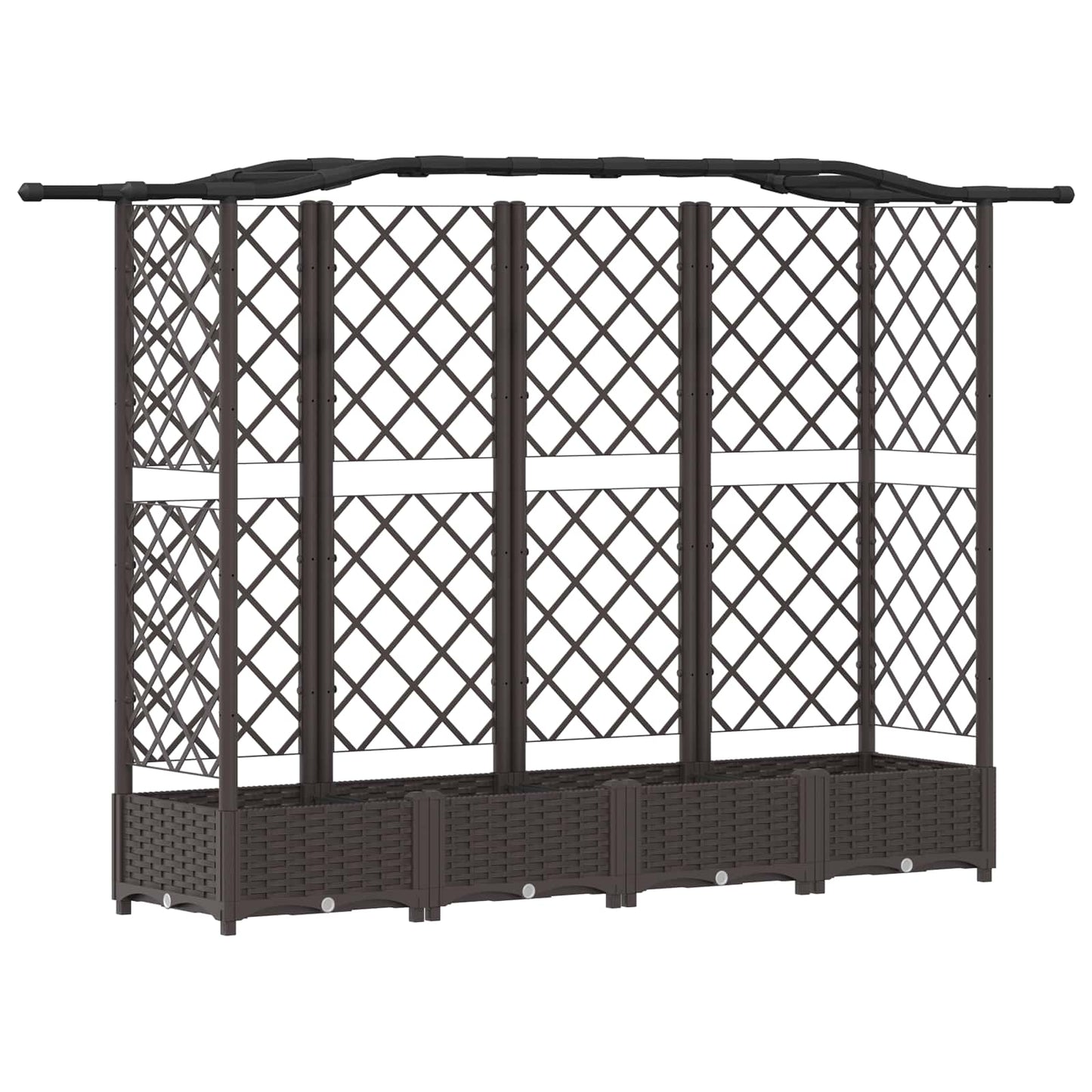 Hevet Bed med Trellis og Tak Brun 203,5 x 40 x 123 cm PP