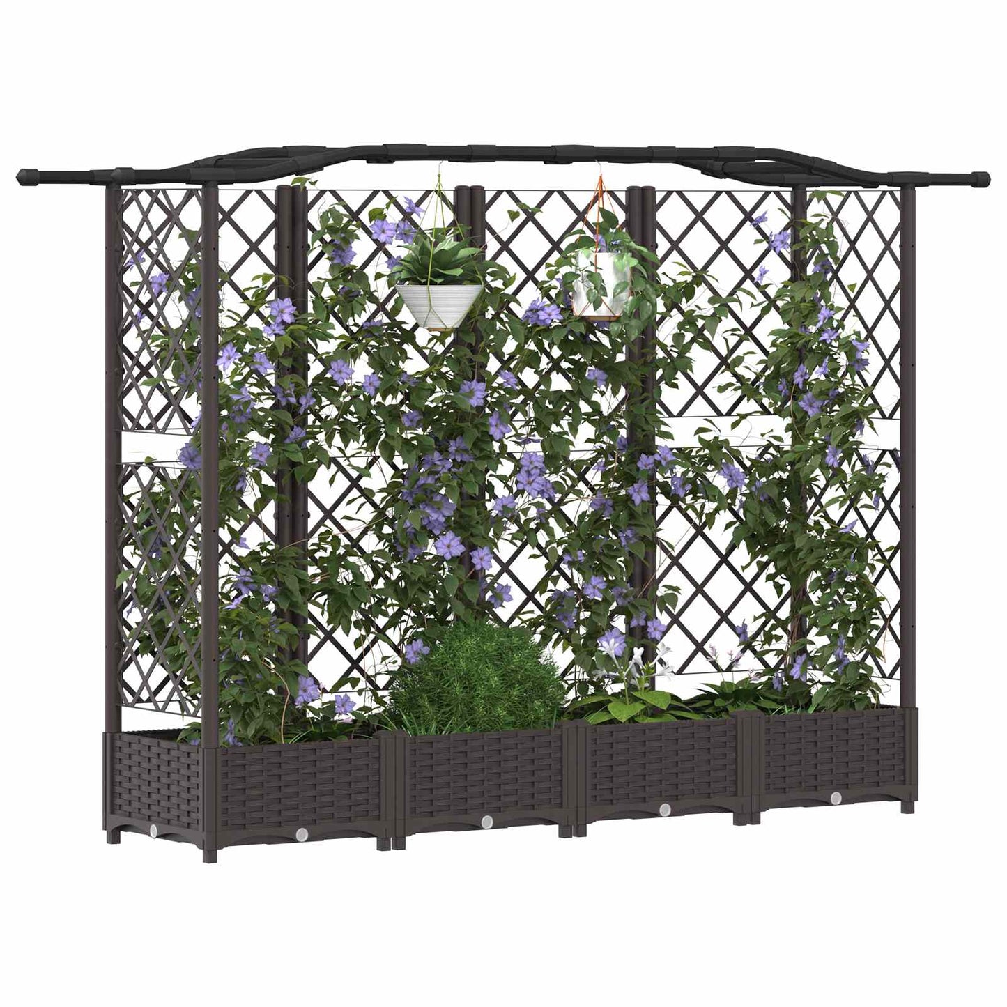 Hevet Bed med Trellis og Tak Brun 203,5 x 40 x 123 cm PP