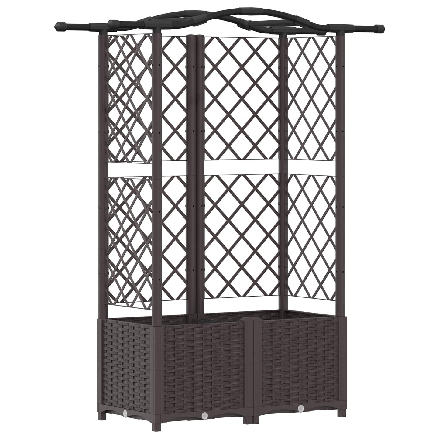 Hevet Bed med Trellis og Tak Brun 122 x 40 x 138 cm PP