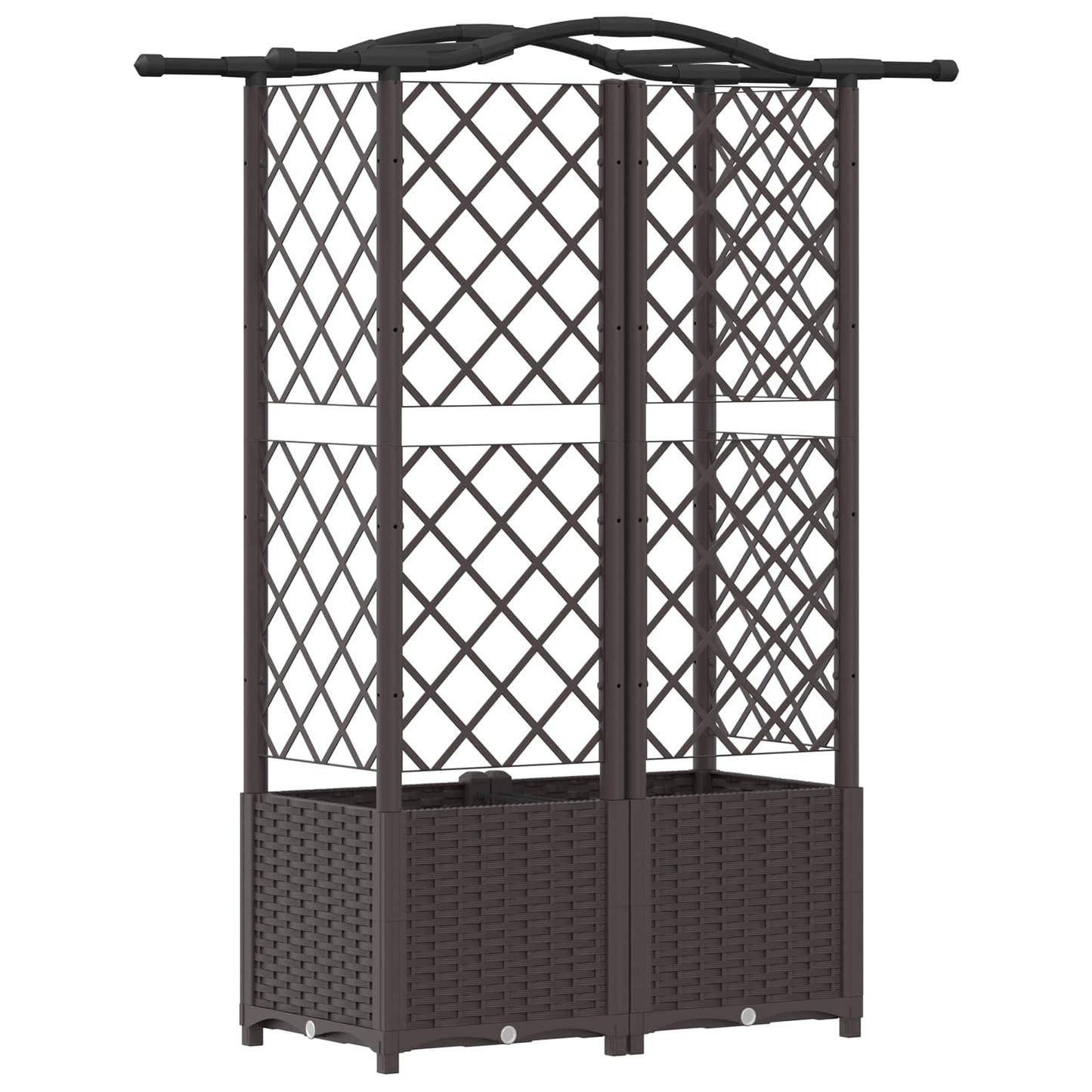 Hevet Bed med Trellis og Tak Brun 122 x 40 x 138 cm PP