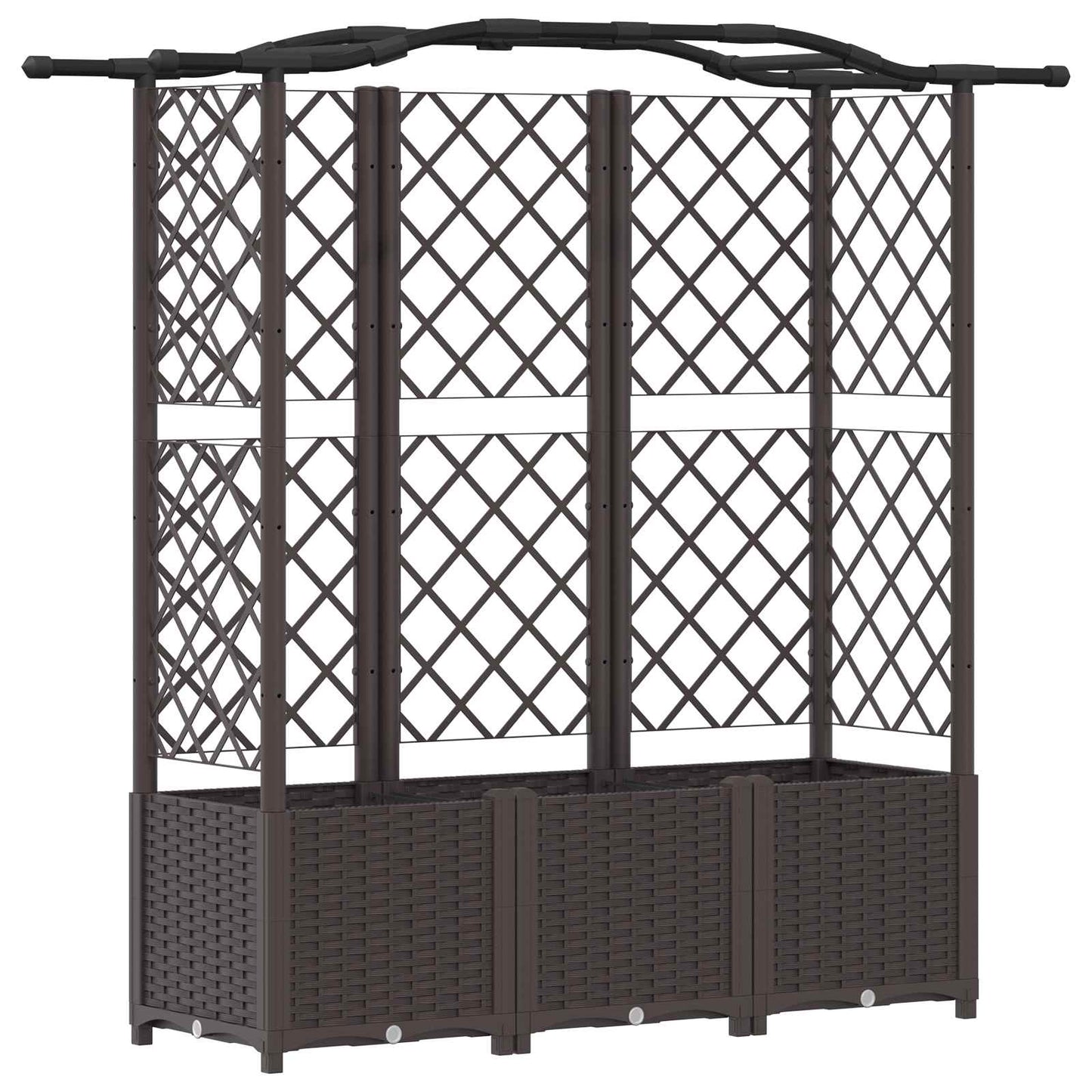 Hevet Bed med Trellis og Tak Brun 163 x 40 x 138 cm PP