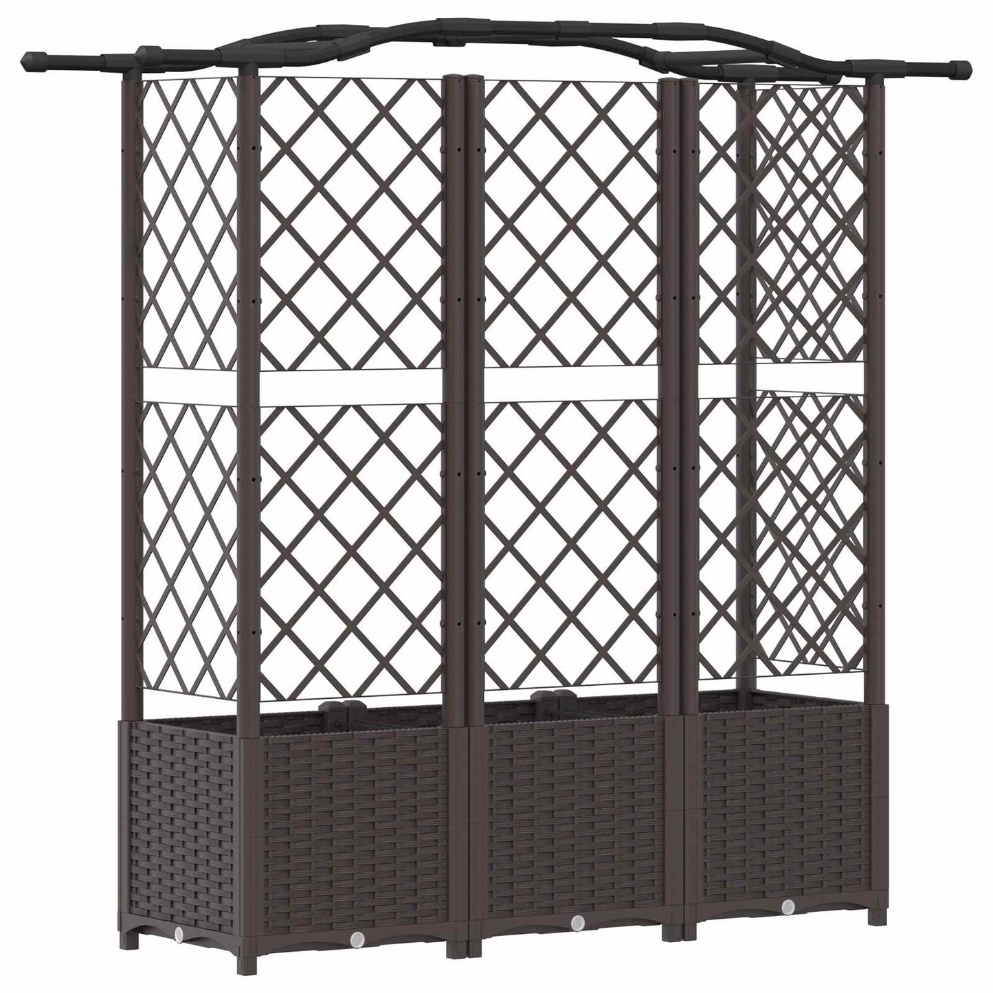 Hevet Bed med Trellis og Tak Brun 163 x 40 x 138 cm PP