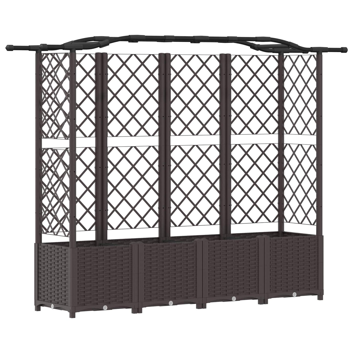 Hevet Bed med Trellis og Tak Brun 204 x 40 x 138 cm PP