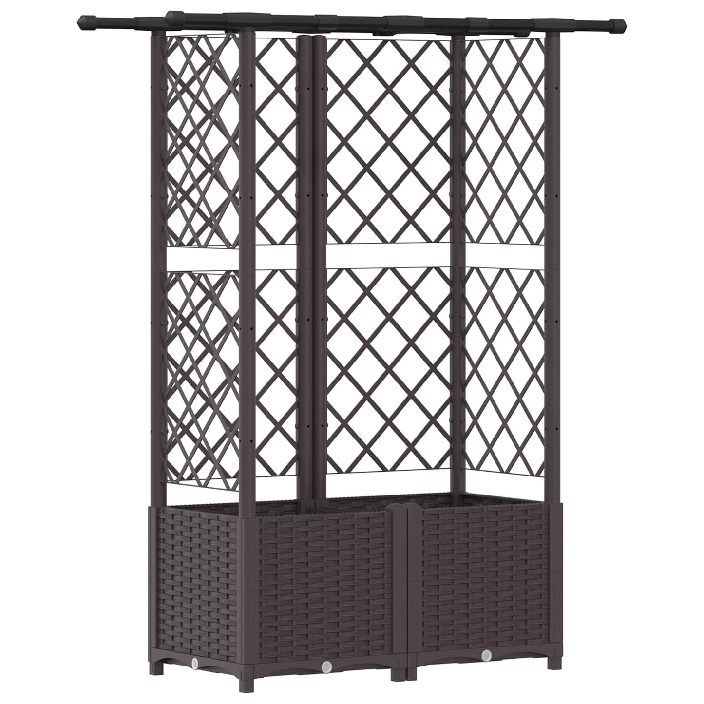 Hevet Bed med Trellis og Tak Brun 124,5 x 40 x 138 cm PP