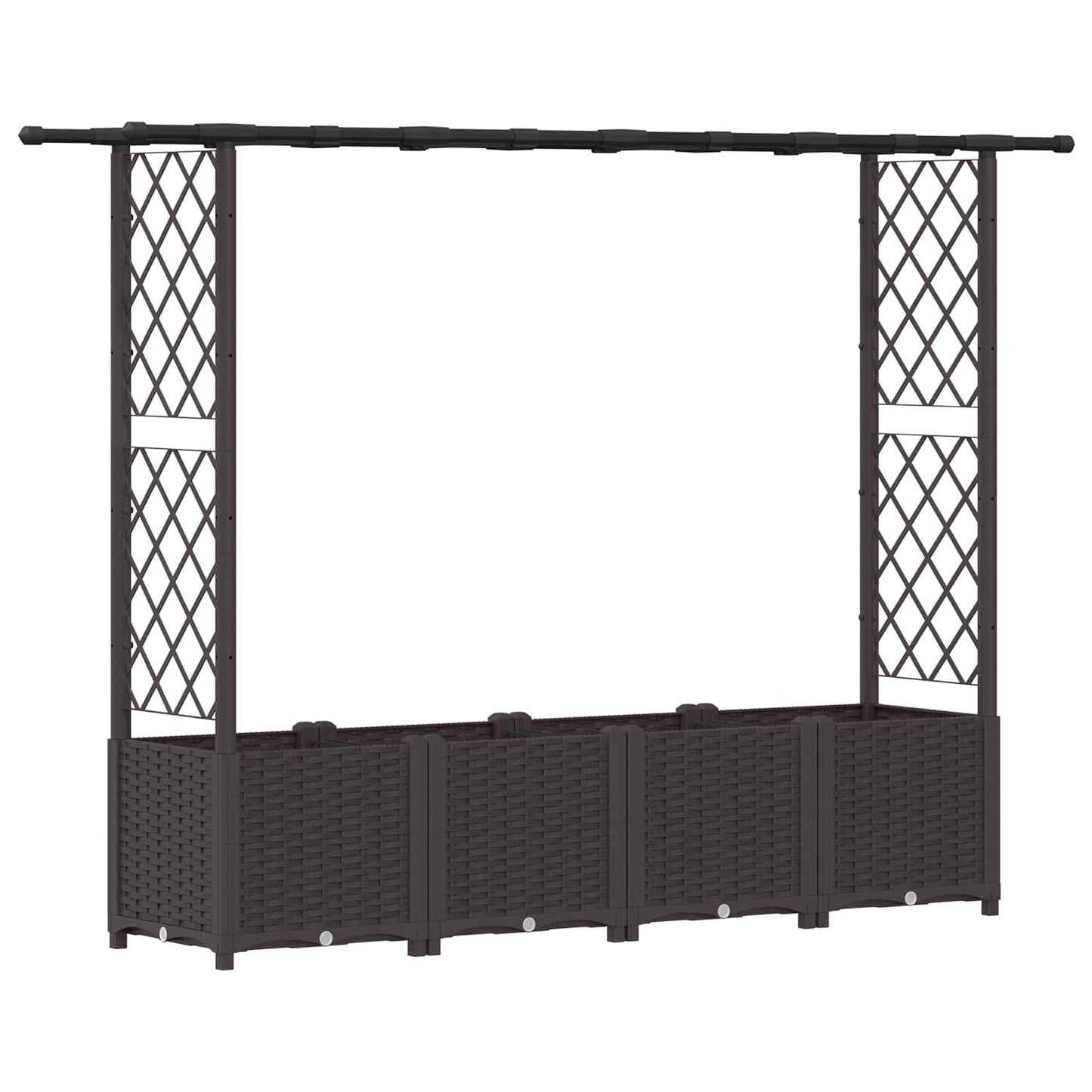 Hevet Bed med Trellis og Tak Brun 203 x 40 x 138 cm PP
