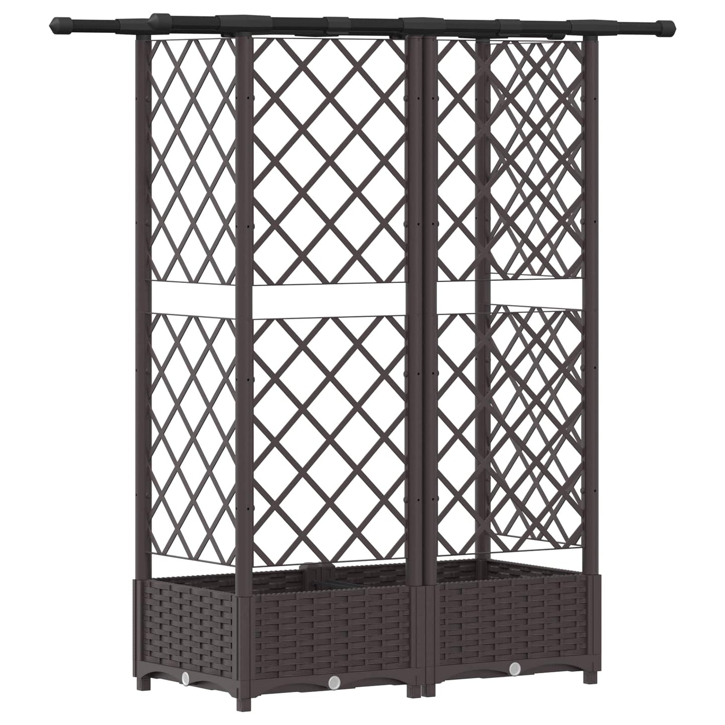 Hevet Bed med Trellis og Tak Brun 124 x 40 x 123 cm PP