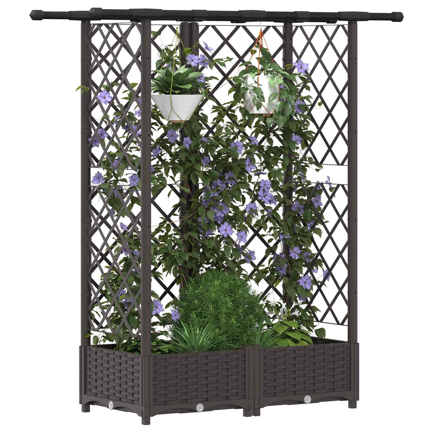 Hevet Bed med Trellis og Tak Brun 124 x 40 x 123 cm PP