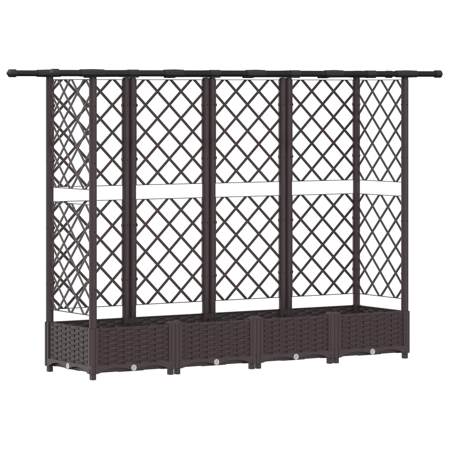 Hevet Bed med Trellis og Tak Brun 202,5 x 40 x 123 cm PP