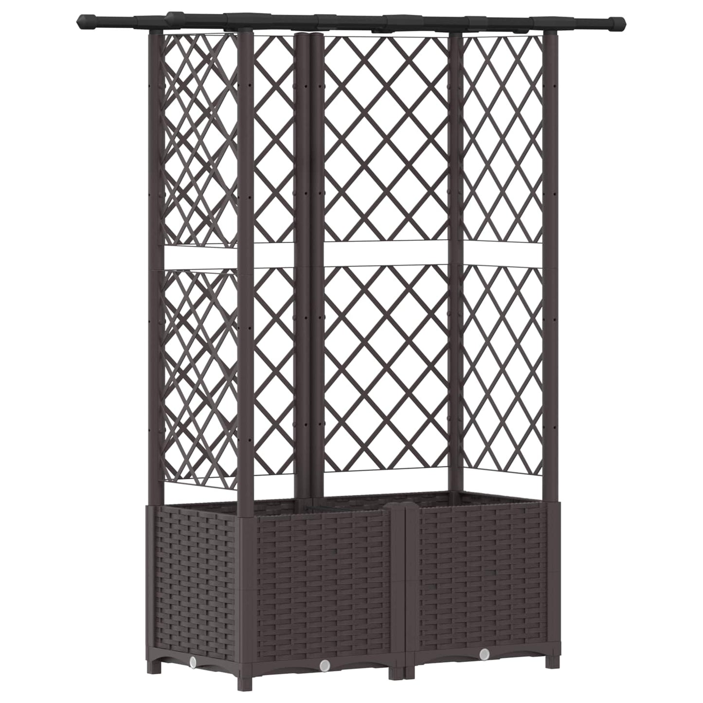 Hevet Bed med Trellis og Tak Brun 124 x 40 x 136 cm PP
