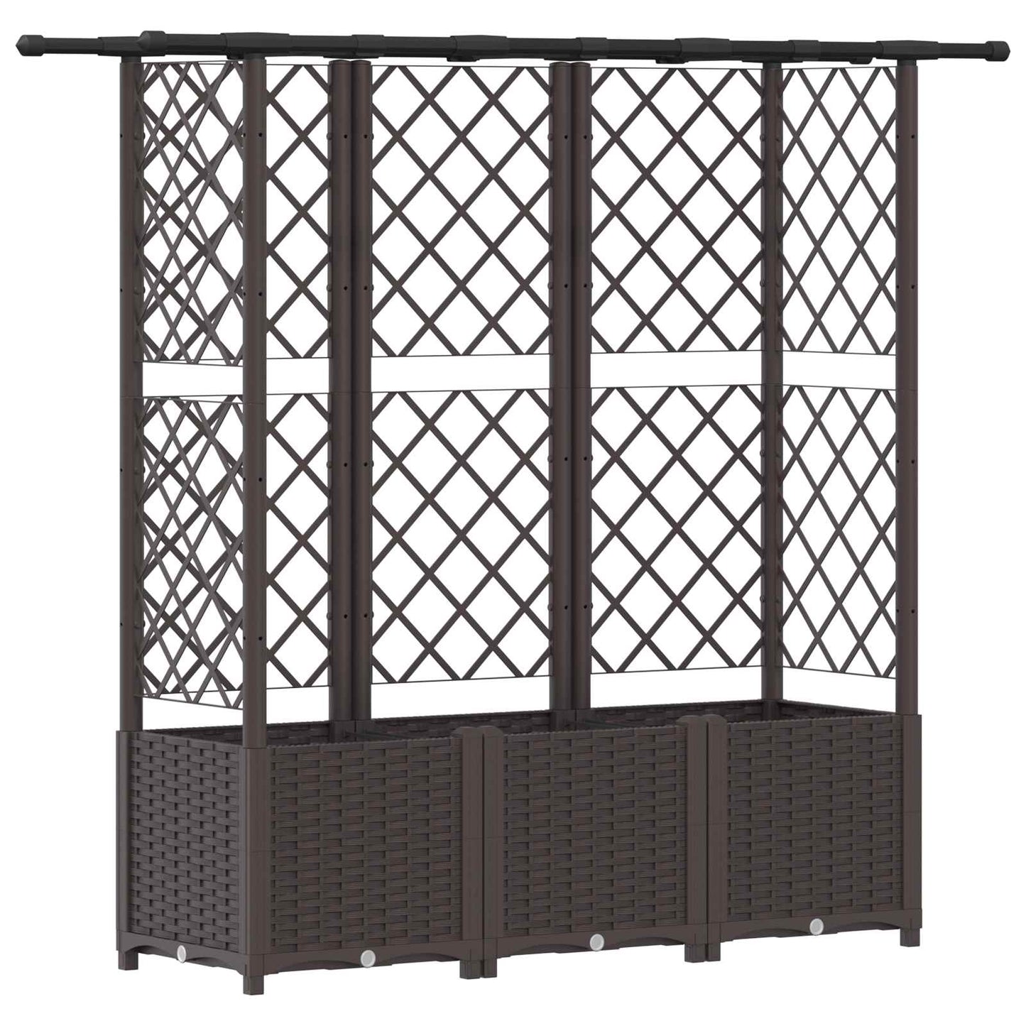 Hevet Bed med Trellis og Tak Brun 163,5 x 40 x 136 cm PP