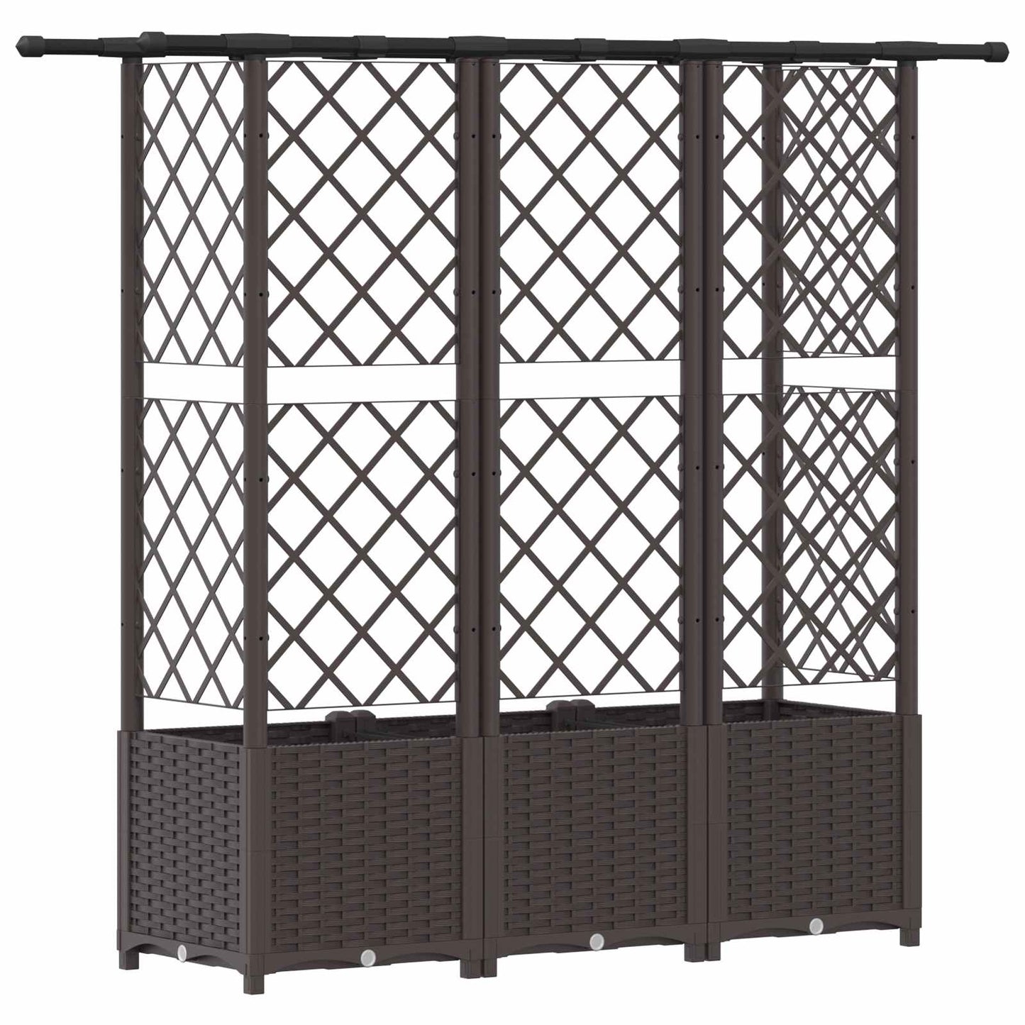 Hevet Bed med Trellis og Tak Brun 163,5 x 40 x 136 cm PP