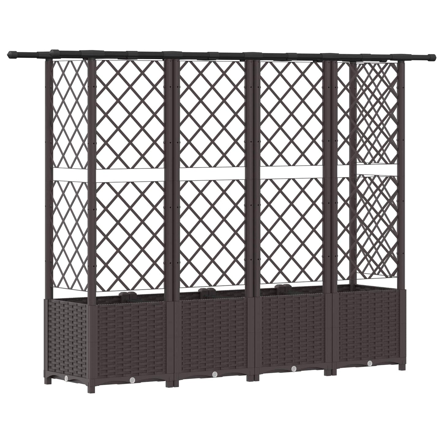 Hevet Bed med Trellis og Tak Brun 202 x 40 x 136 cm PP