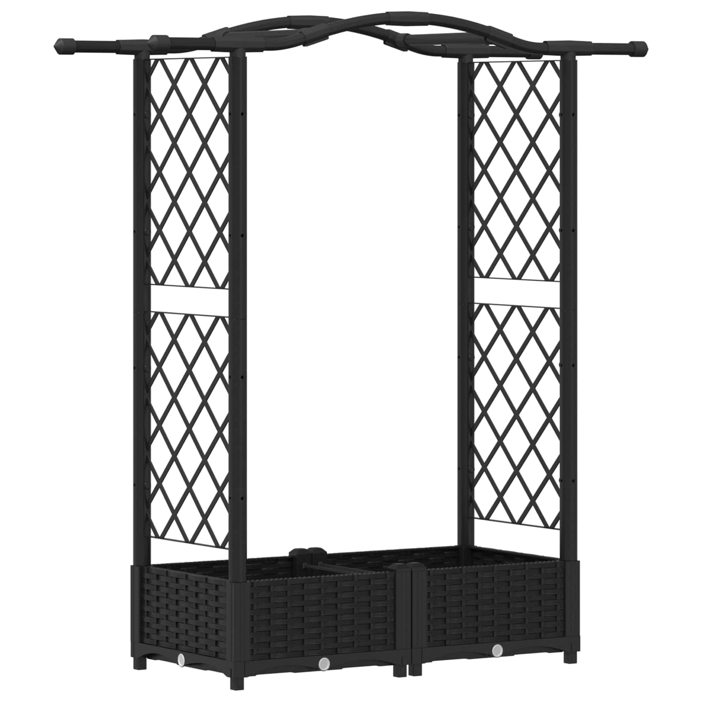 Hevet Bed med Trellis og Tak Svart 124 x 40 x 125 cm PP