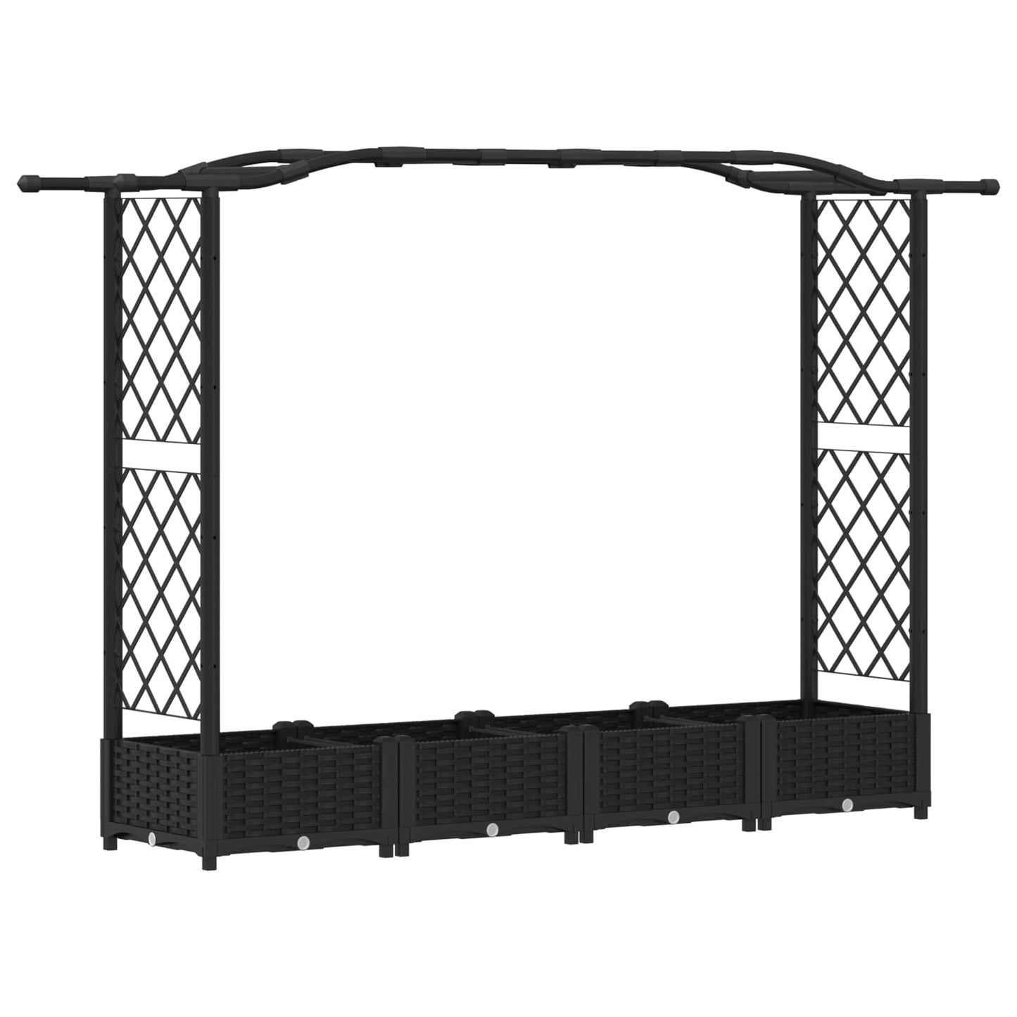 Hevet Bed med Trellis og Tak Svart 207 x 40 x 126 cm PP