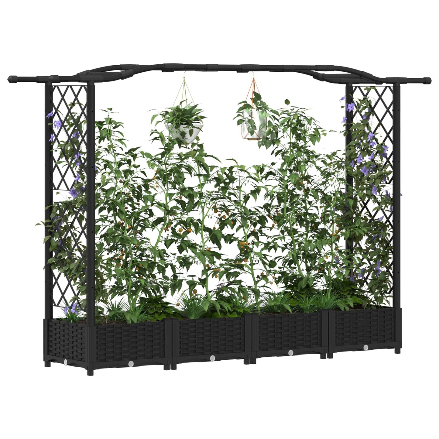 Hevet Bed med Trellis og Tak Svart 207 x 40 x 126 cm PP