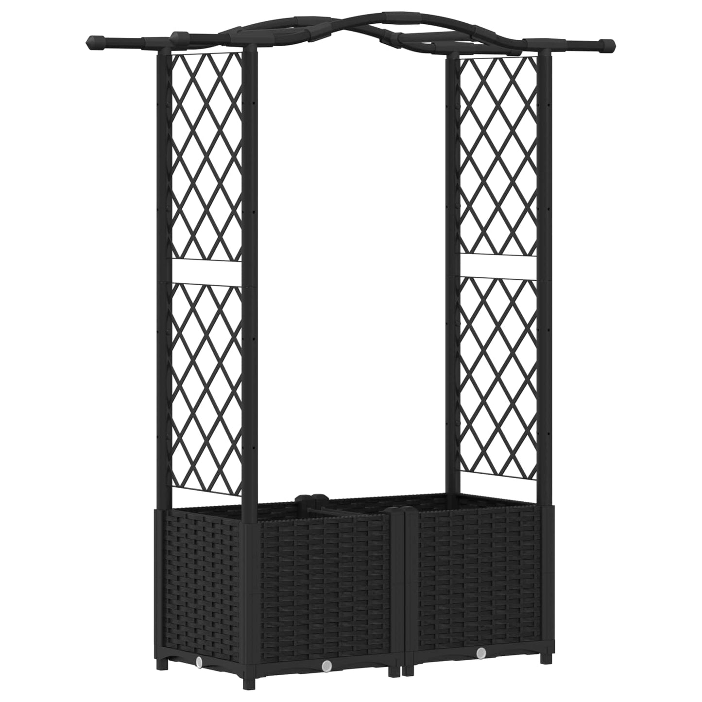 Hevet Bed med Trellis og Tak Svart 125 x 40 x 138 cm PP