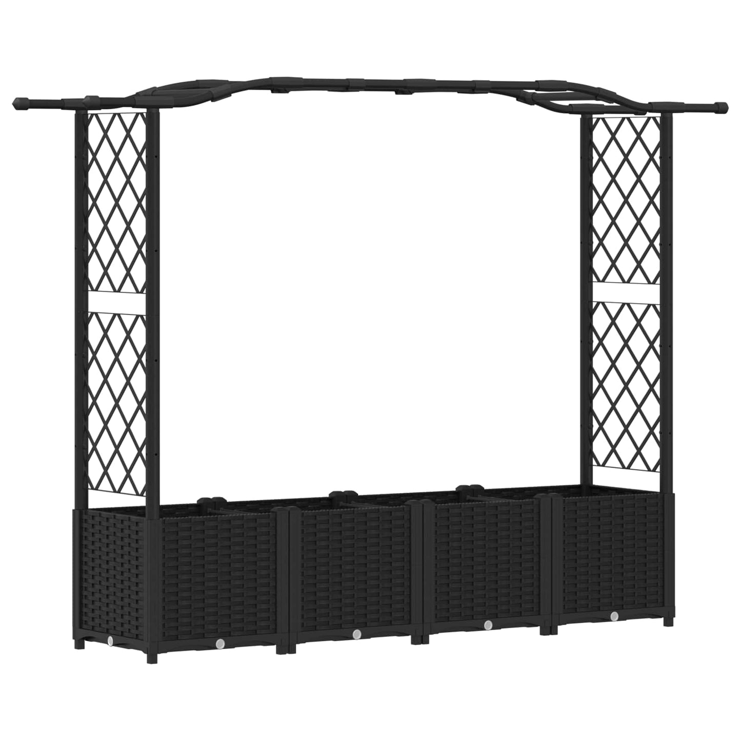 Hevet Bed med Trellis og Tak Svart 204 x 40 x 141 cm PP