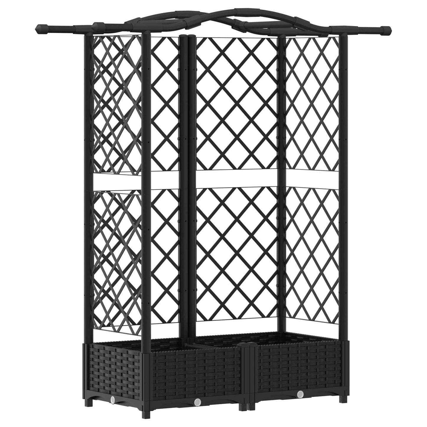 Hevet Bed med Trellis og Tak Svart 124 x 40 x 123 cm PP