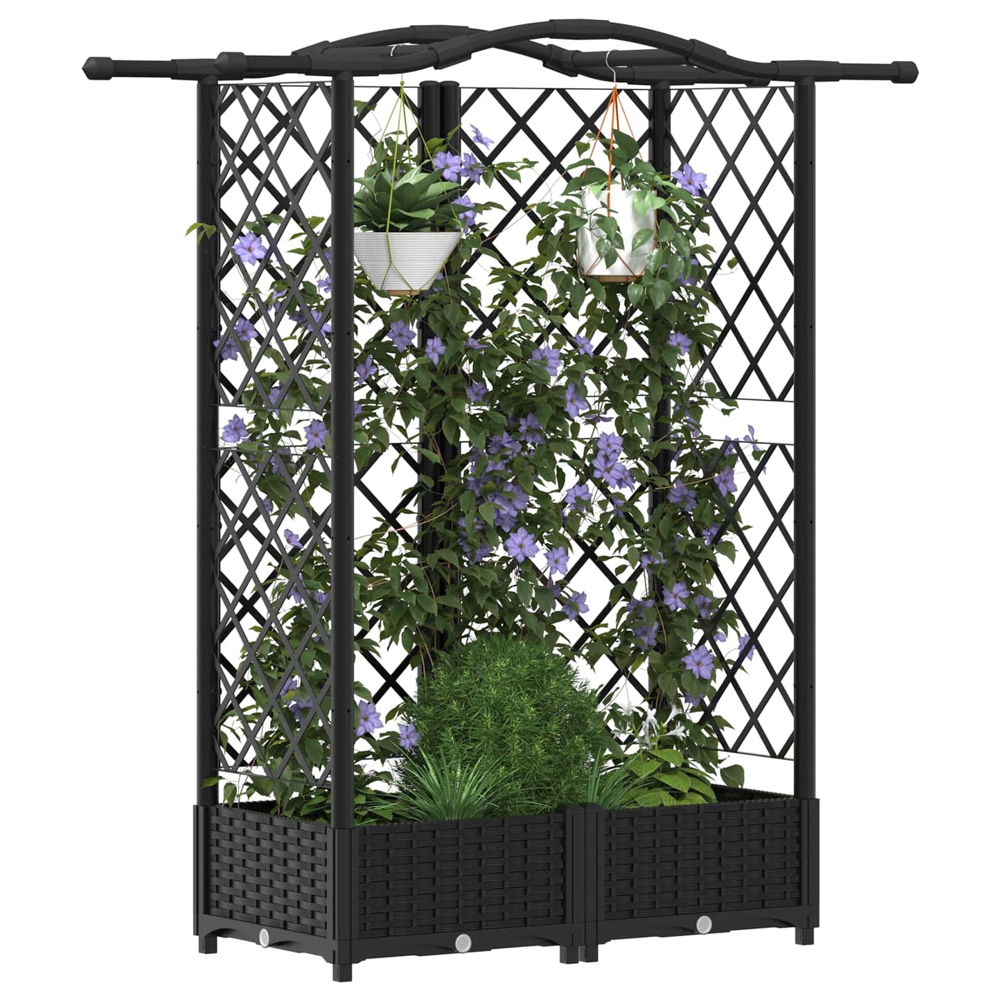 Hevet Bed med Trellis og Tak Svart 124 x 40 x 123 cm PP