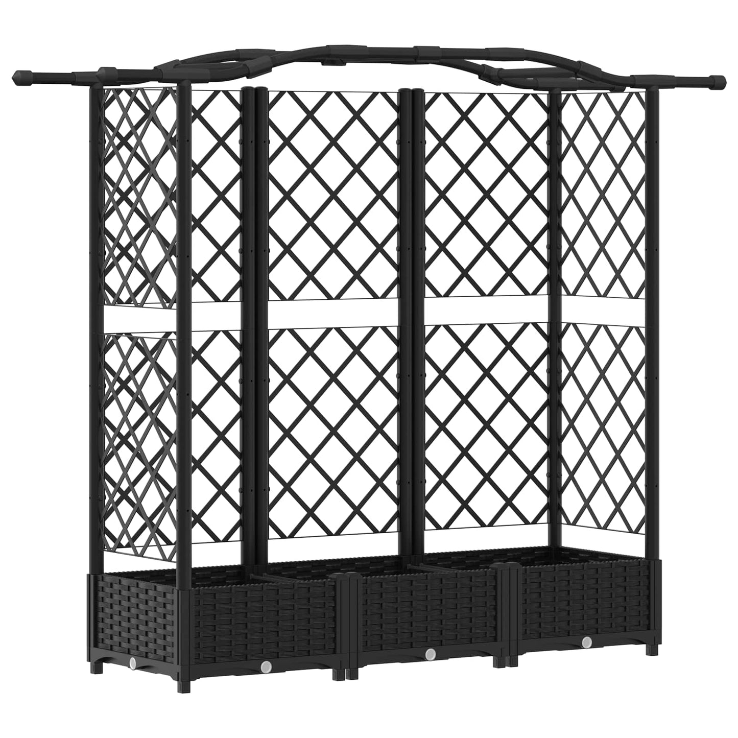 Hevet Bed med Trellis og Tak Svart 163 x 40 x 123 cm PP