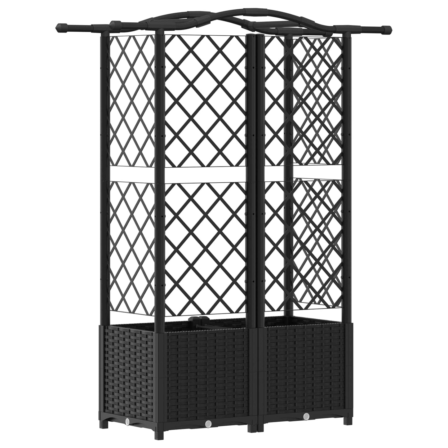 Hevet Bed med Trellis og Tak Svart 122 x 40 x 138 cm PP
