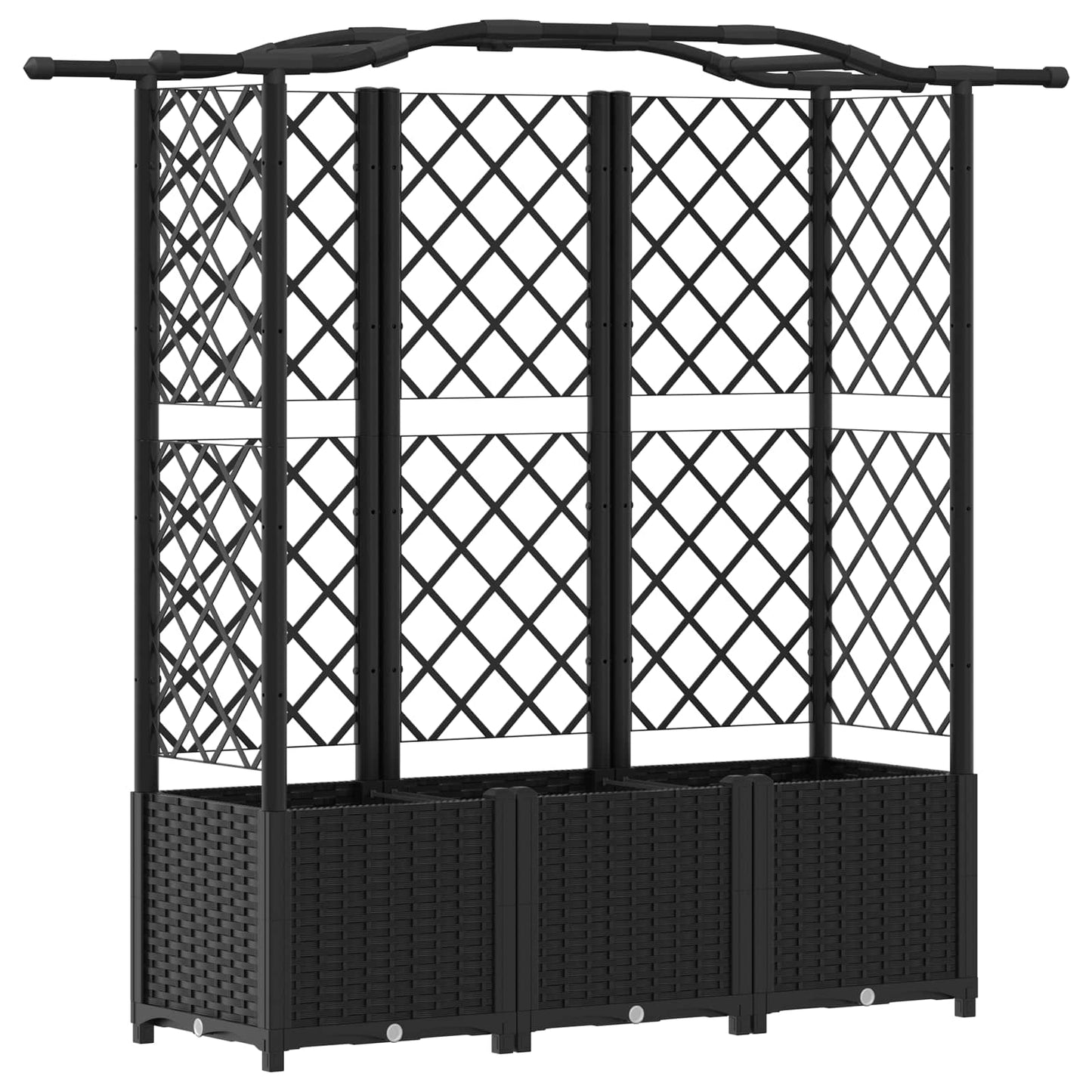 Hevet Bed med Trellis og Tak Svart 163 x 40 x 138 cm PP