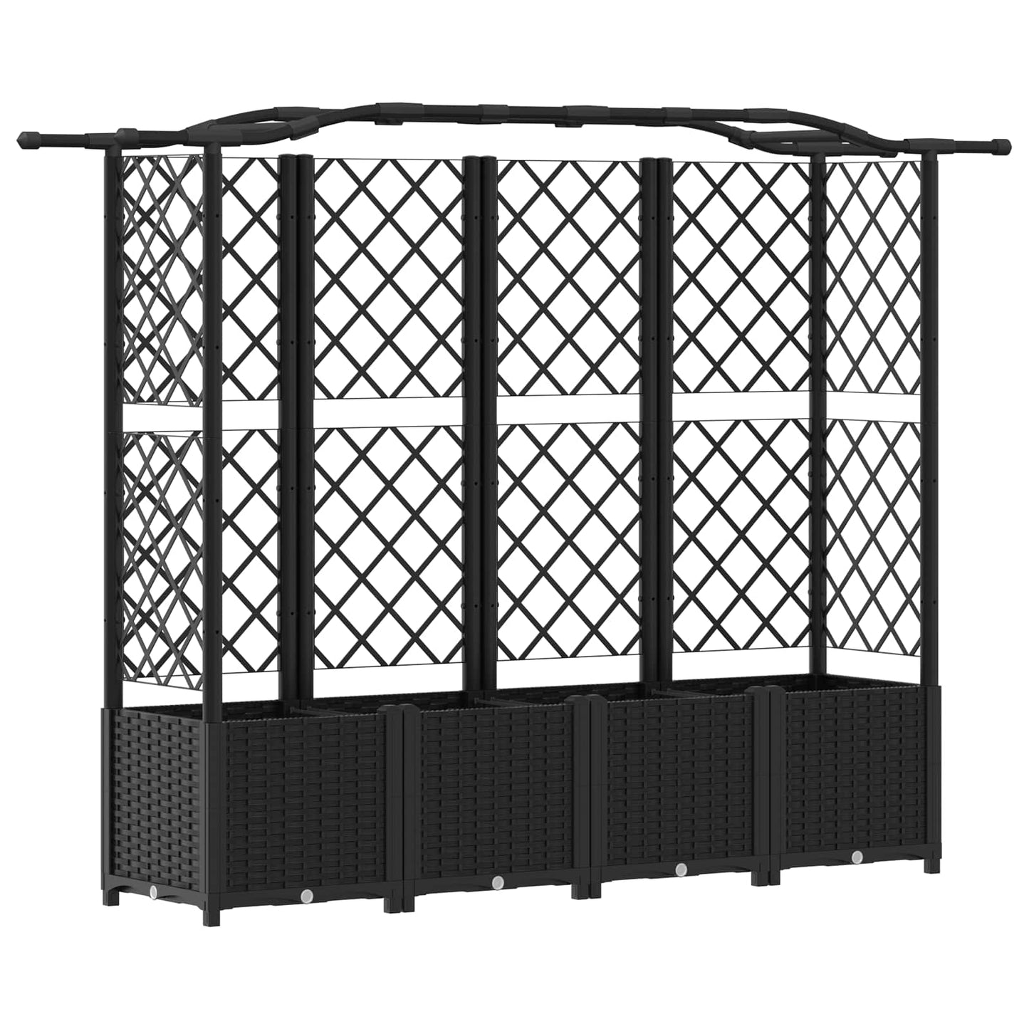 Hevet Bed med Trellis og Tak Svart 204 x 40 x 138 cm PP
